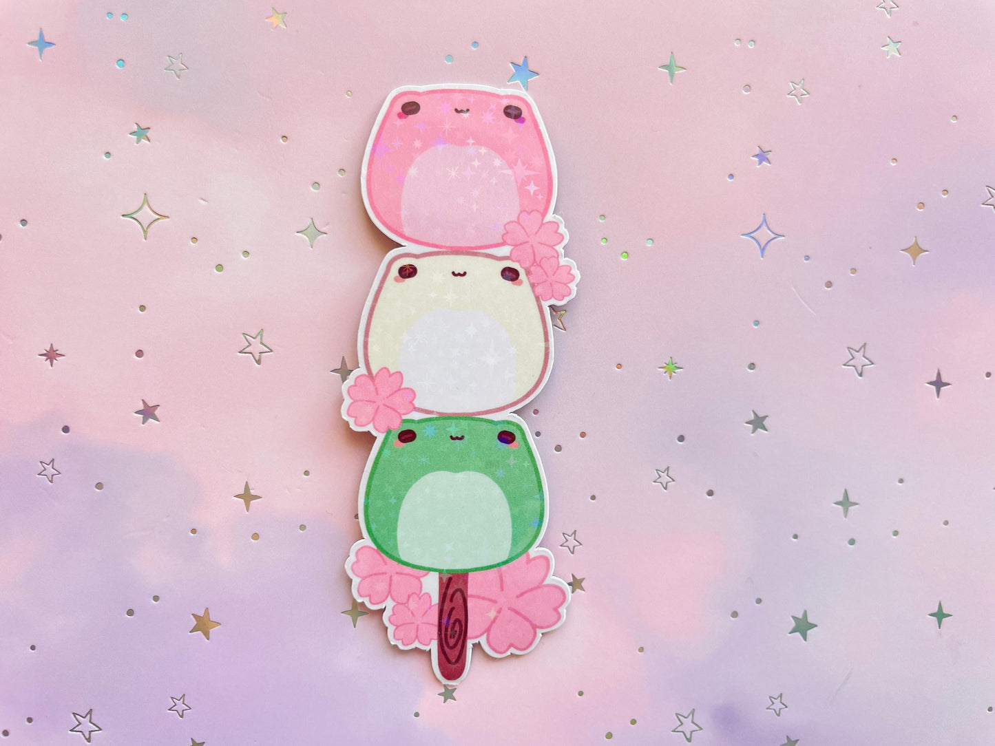 Dango Frog Sticker | Sakura Dango Dessert Vinyl Sticker