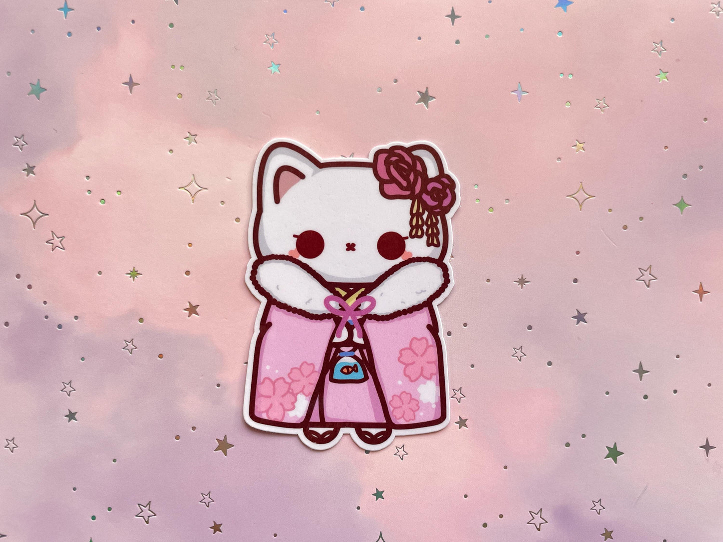 Kawaii Kimono Cat Sticker