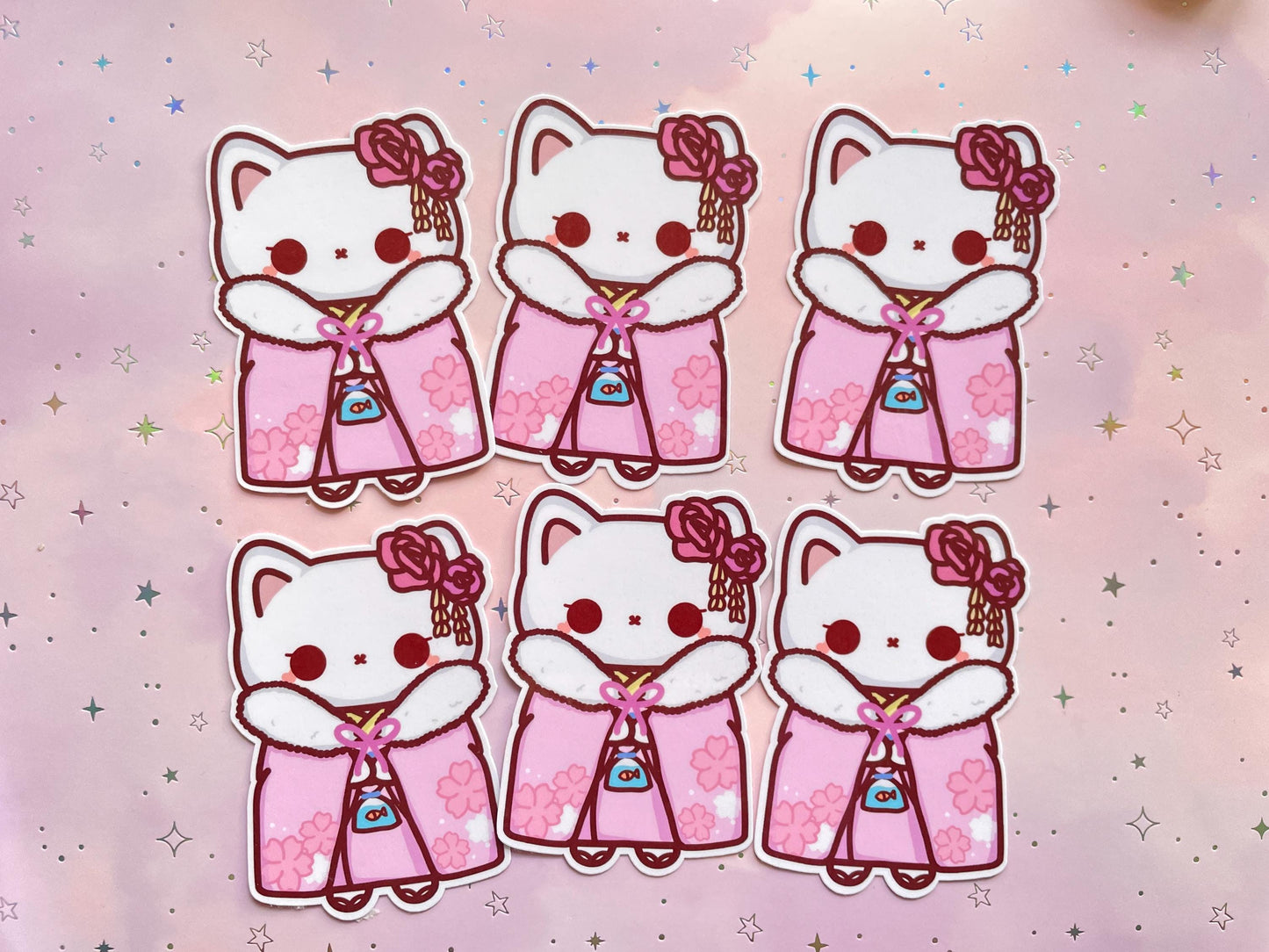 Kawaii Kimono Cat Sticker