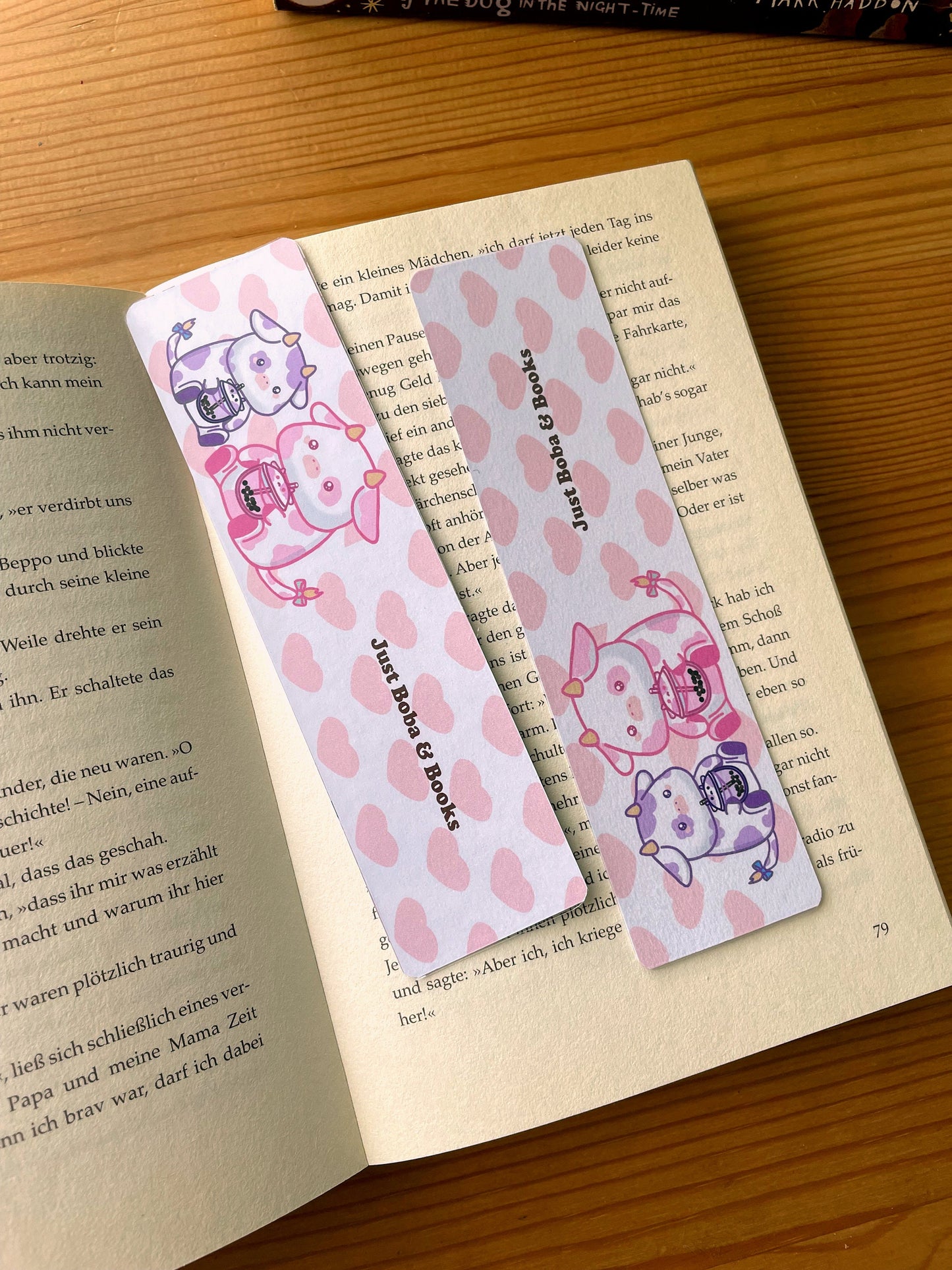 Bubble Tea Bookmark | Bubble Tea Cow Bookmark | double sided