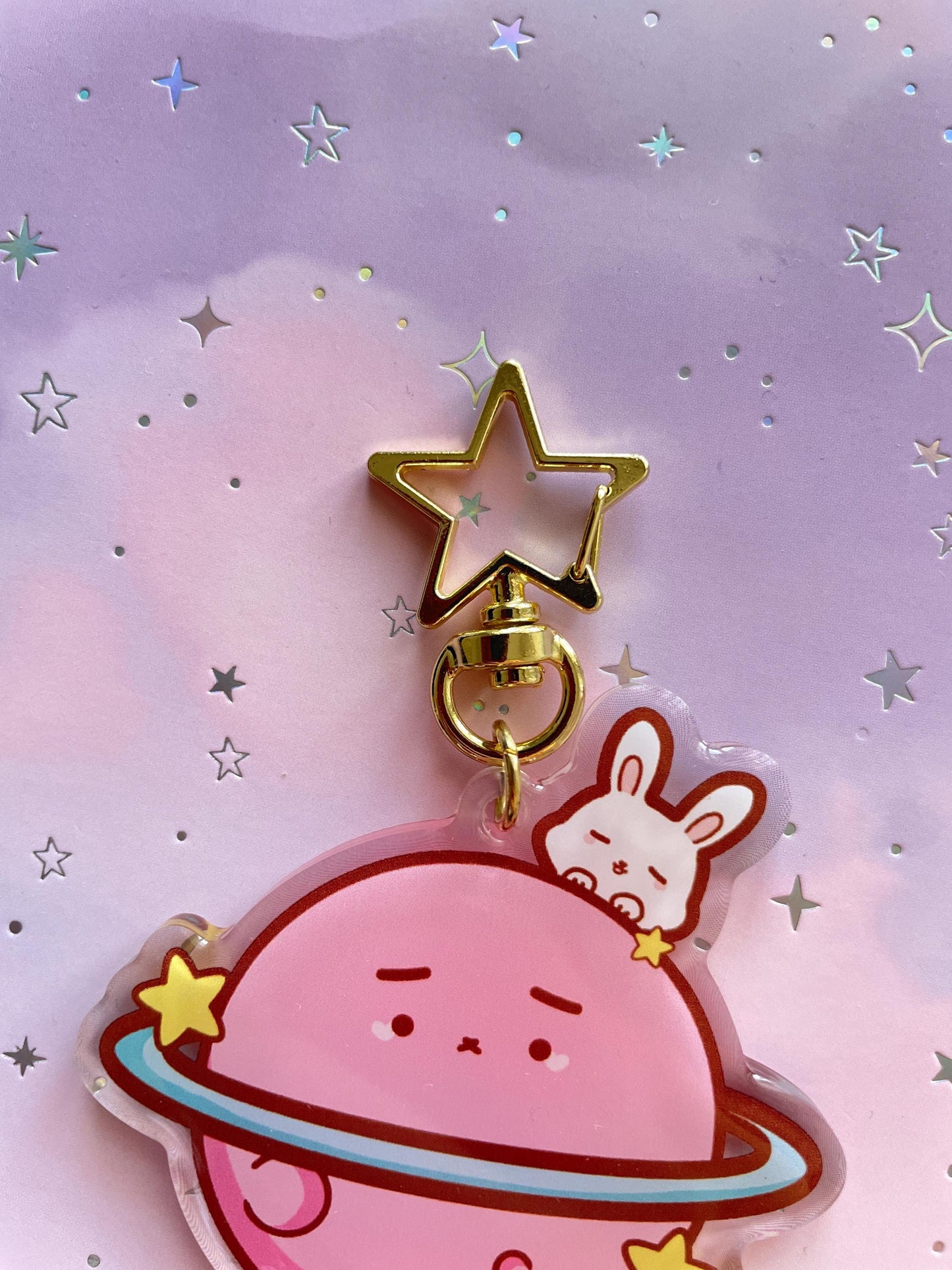 Bunny Pink Saturn Keychain