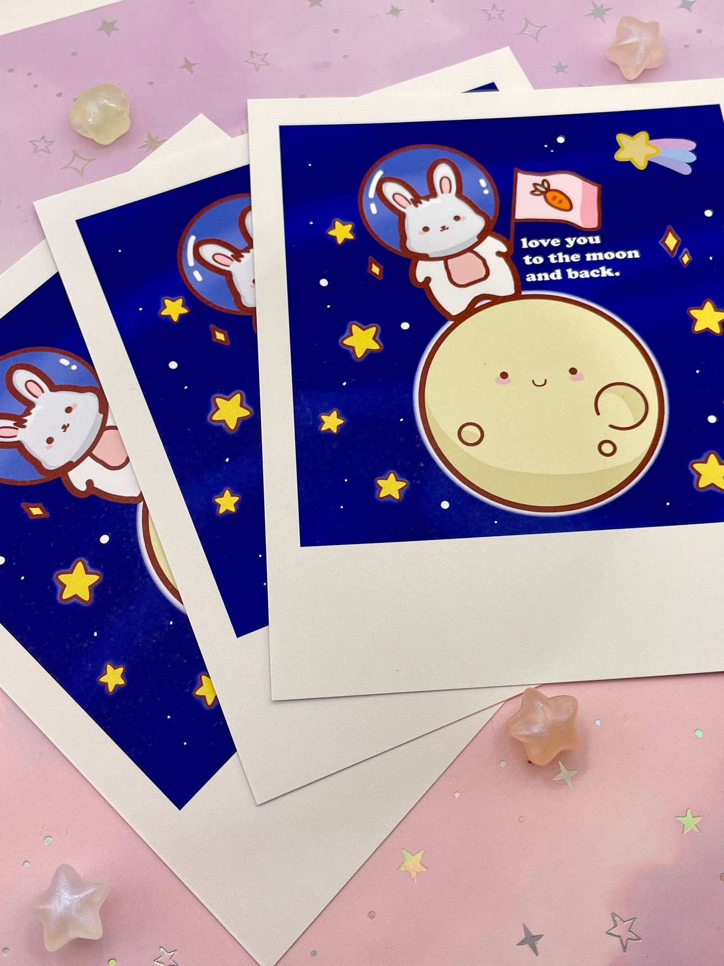 Bunny Astronaut Moon Artprint | Polaroid Size
