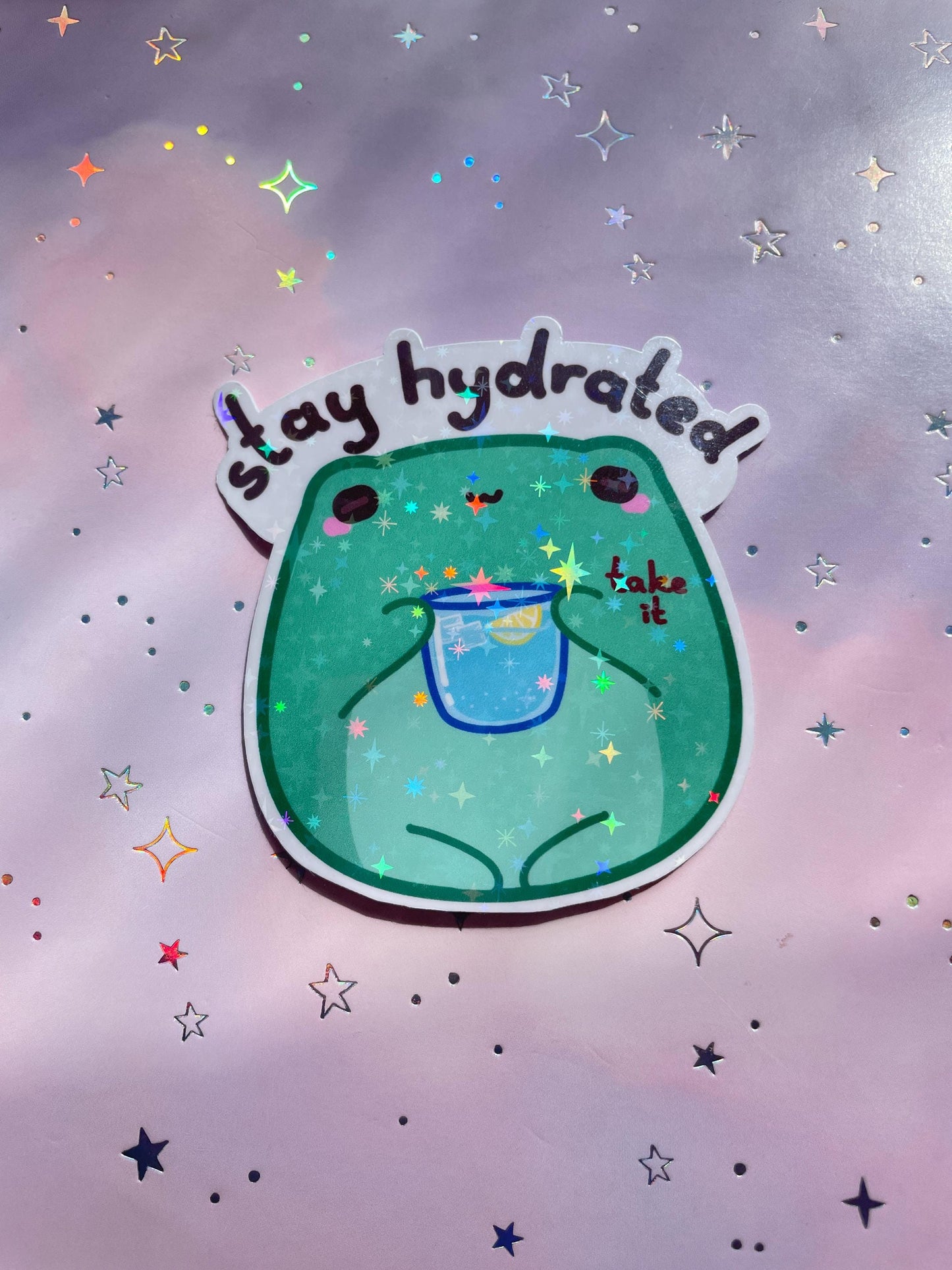Kawaii Frog Care Sticker | Stay Hydrated Sticker
