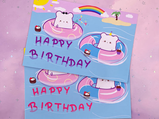 Beach Party Bear Birthday Card | DIN A6