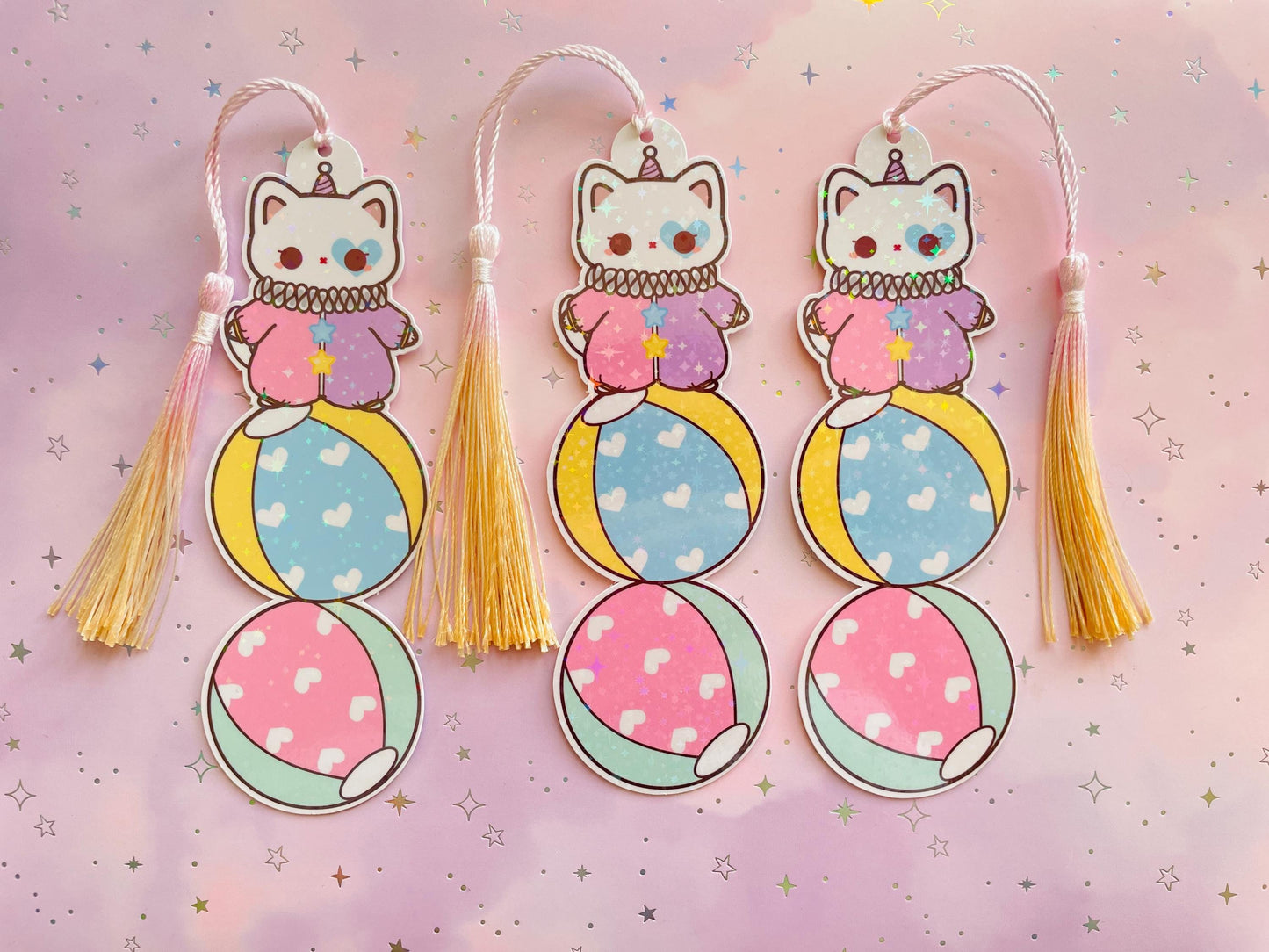 Cat Clown Bookmark | one sided printed & laminated | holographic