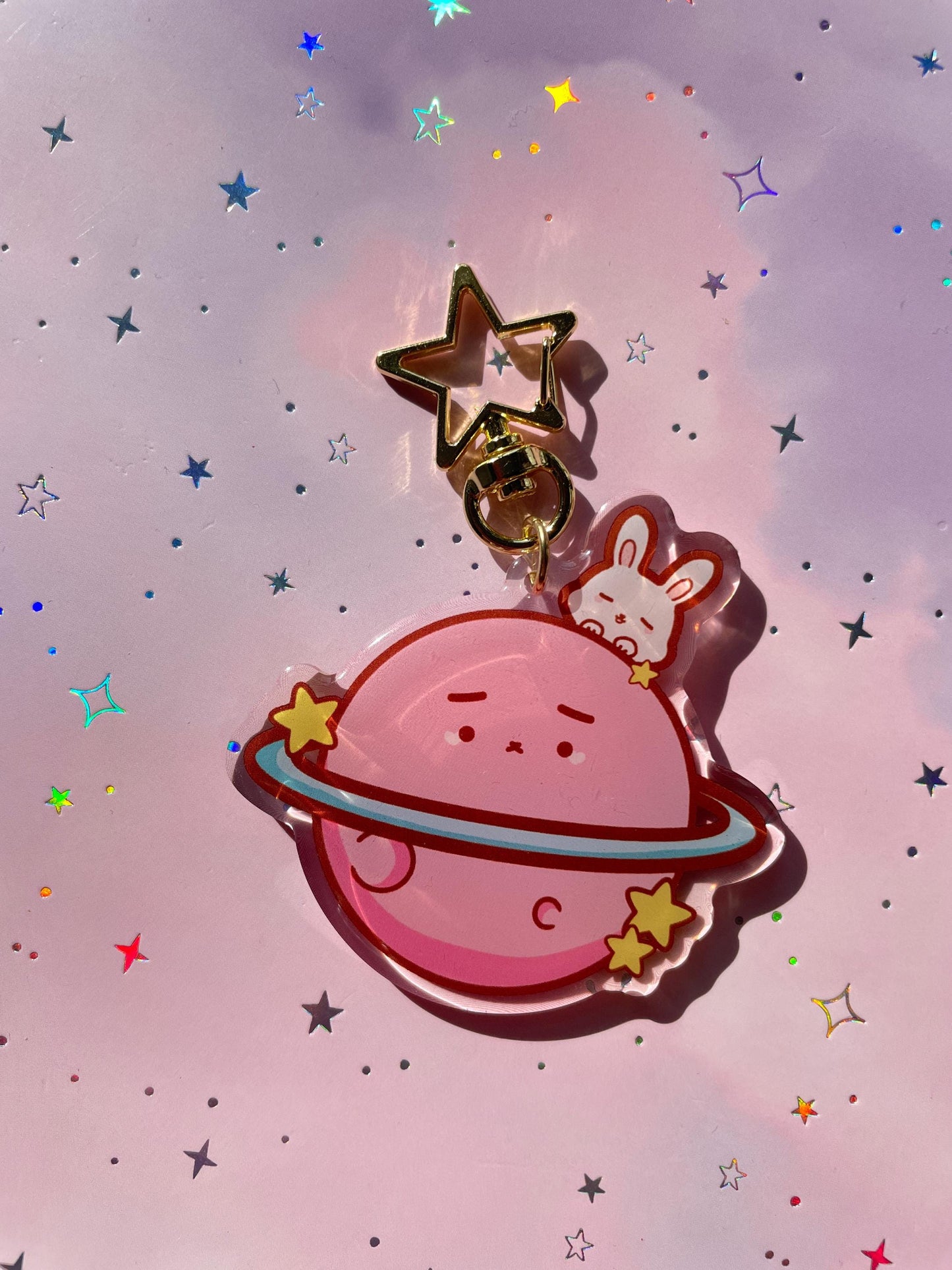 Bunny Pink Saturn Keychain