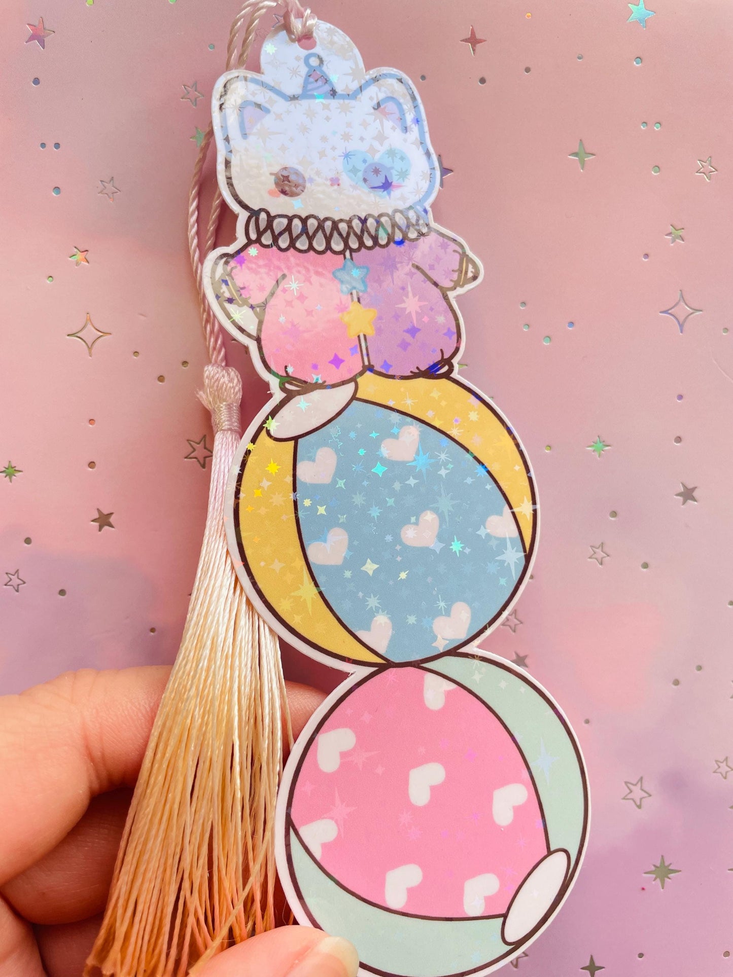 Cat Clown Bookmark | one sided printed & laminated | holographic