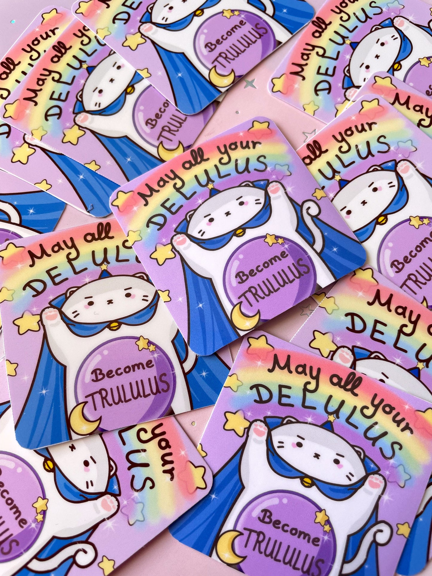 Delulu Magician Cat Sticker | May All Your Delulus Become Trululus Vinyl Sticker