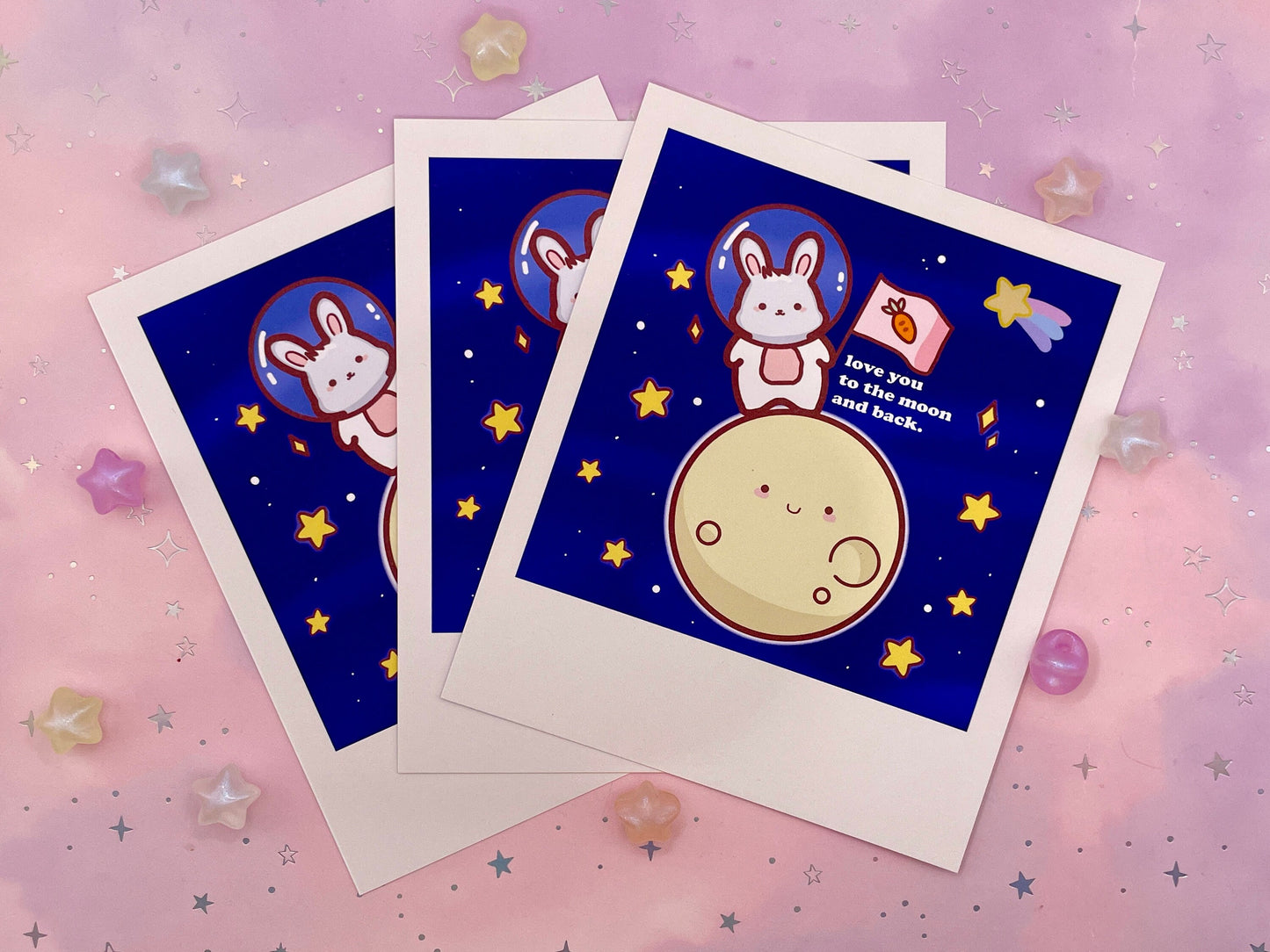 Bunny Astronaut Moon Artprint | Polaroid Size
