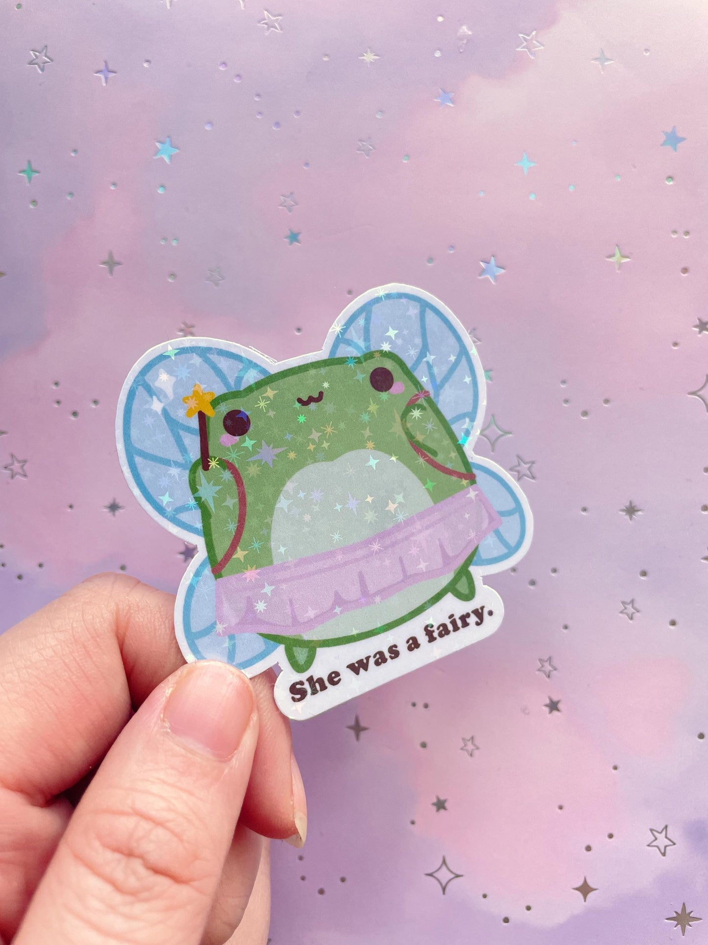 Kawaii Fairy Frog Sticker | She Was a Fairy Vinyl Sticker
