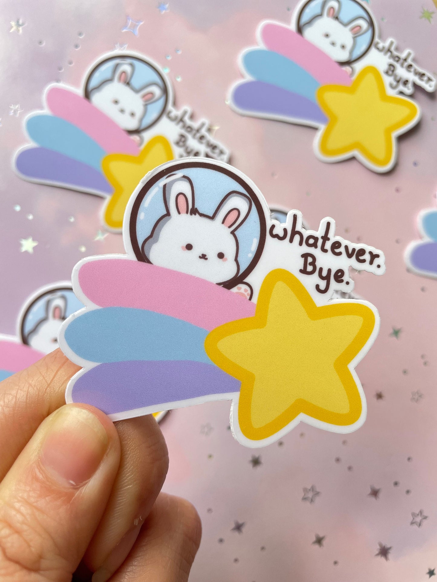 Bunny Astronaut Shooting Star Sticker | Whatever Bye Bunny Vinyl Sticker