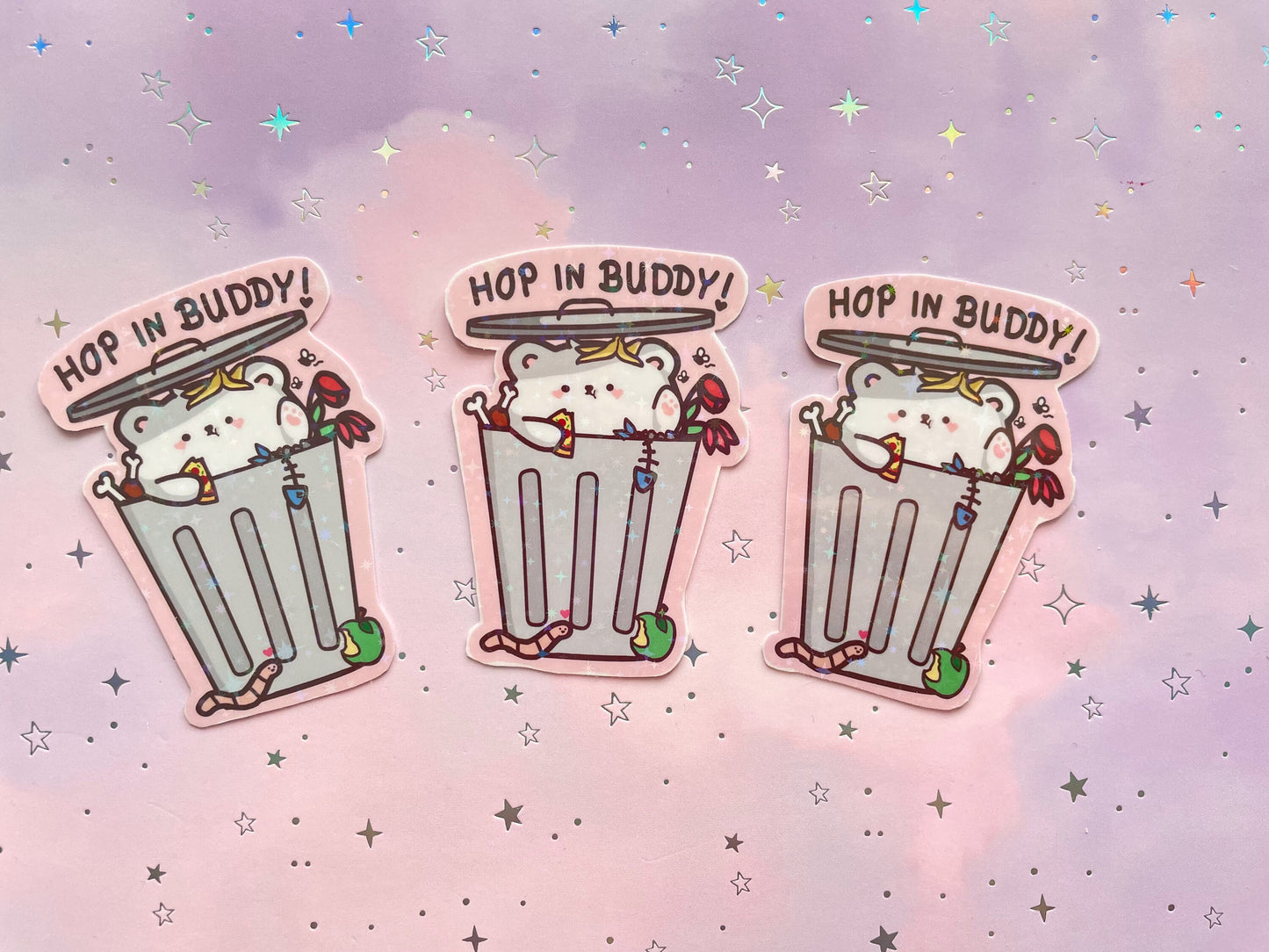 Trash Bear Sticker | Hop In Buddy Garbage Bear Vinyl Sticker
