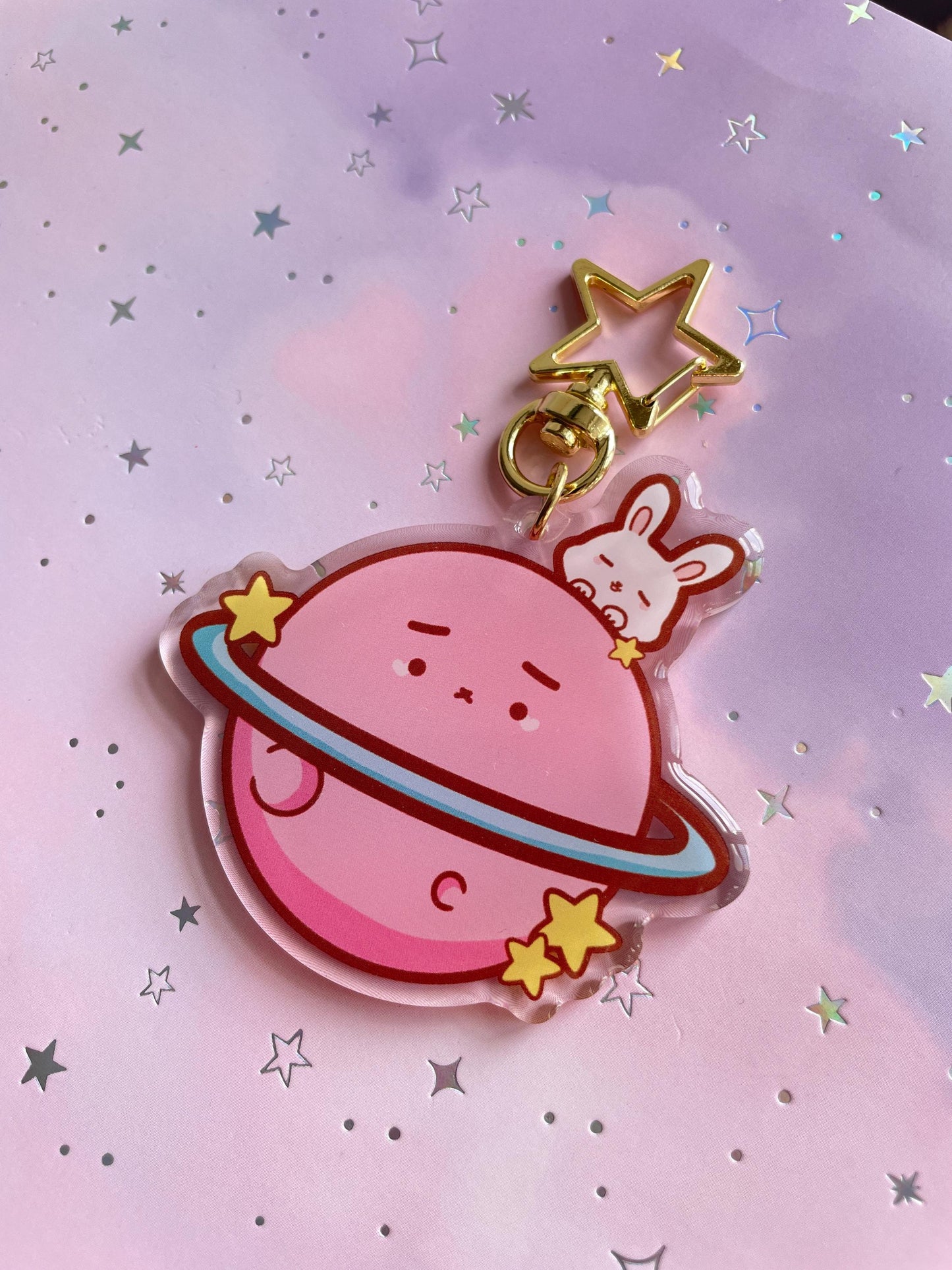 Bunny Pink Saturn Keychain