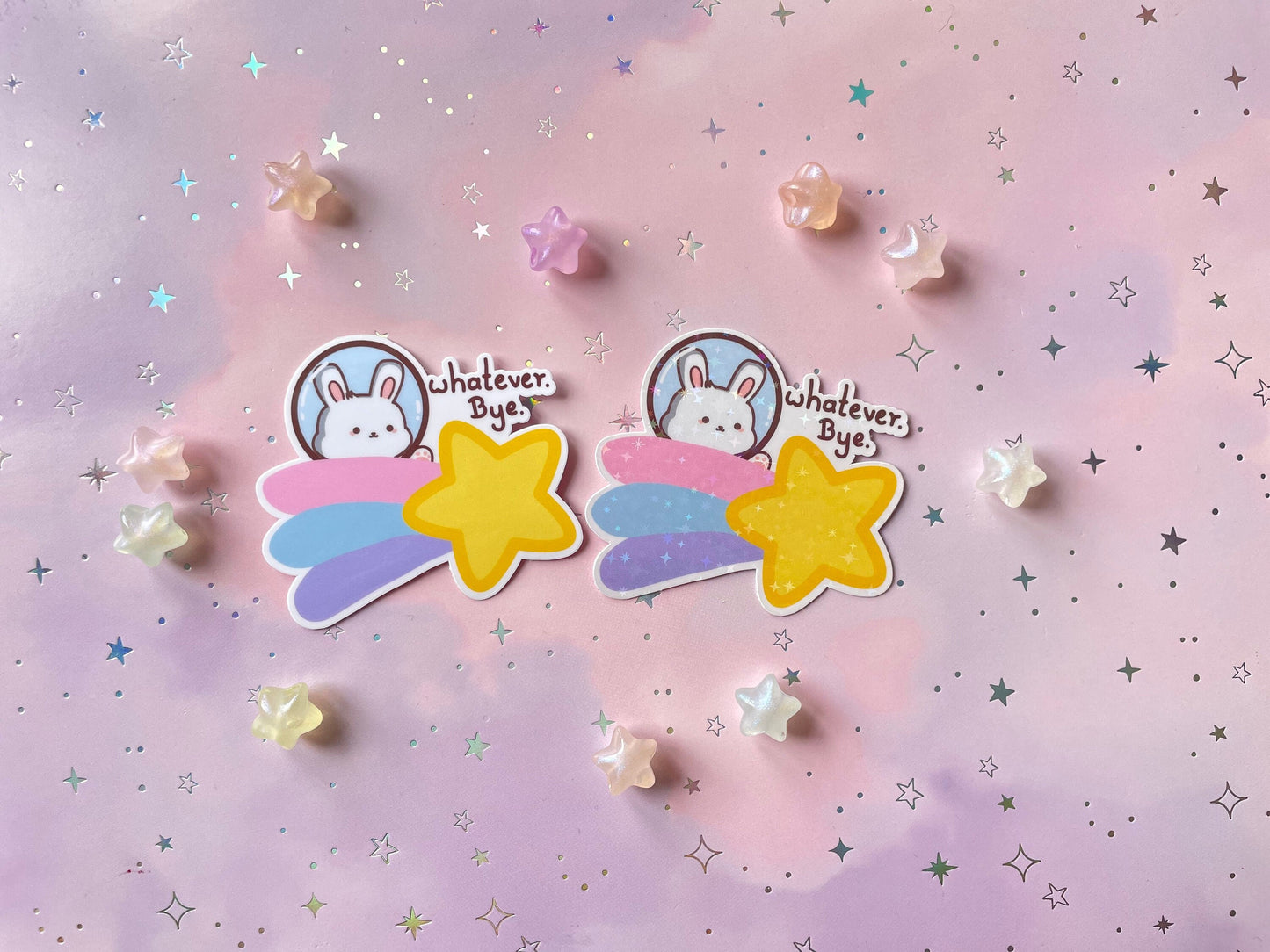Bunny Astronaut Shooting Star Sticker | Whatever Bye Bunny Vinyl Sticker