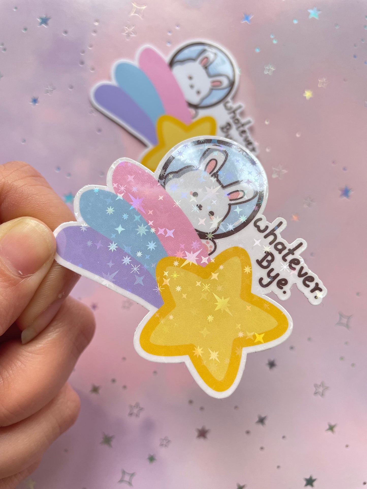 Bunny Astronaut Shooting Star Sticker | Whatever Bye Bunny Vinyl Sticker