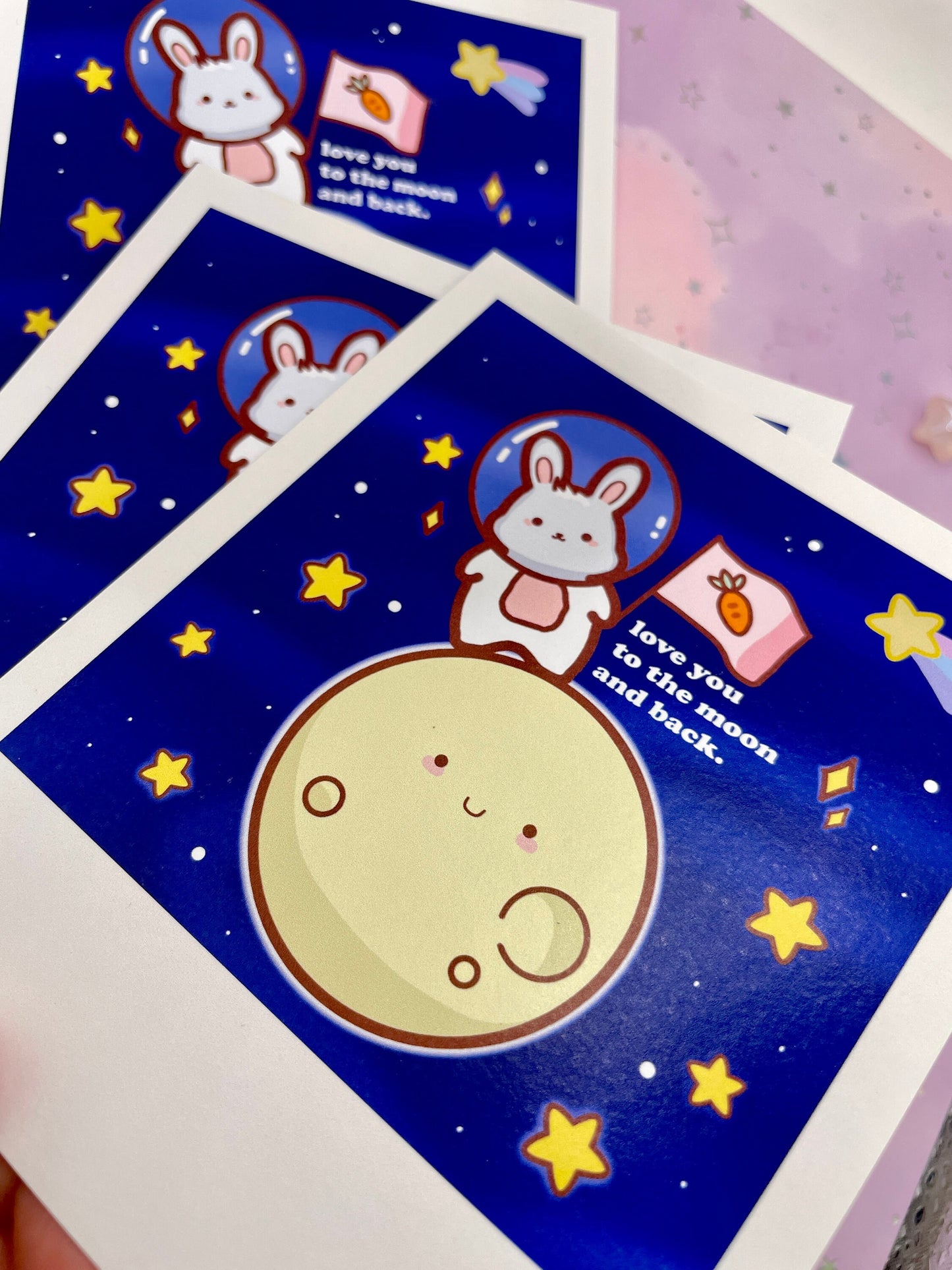 Bunny Astronaut Moon Artprint | Polaroid Size