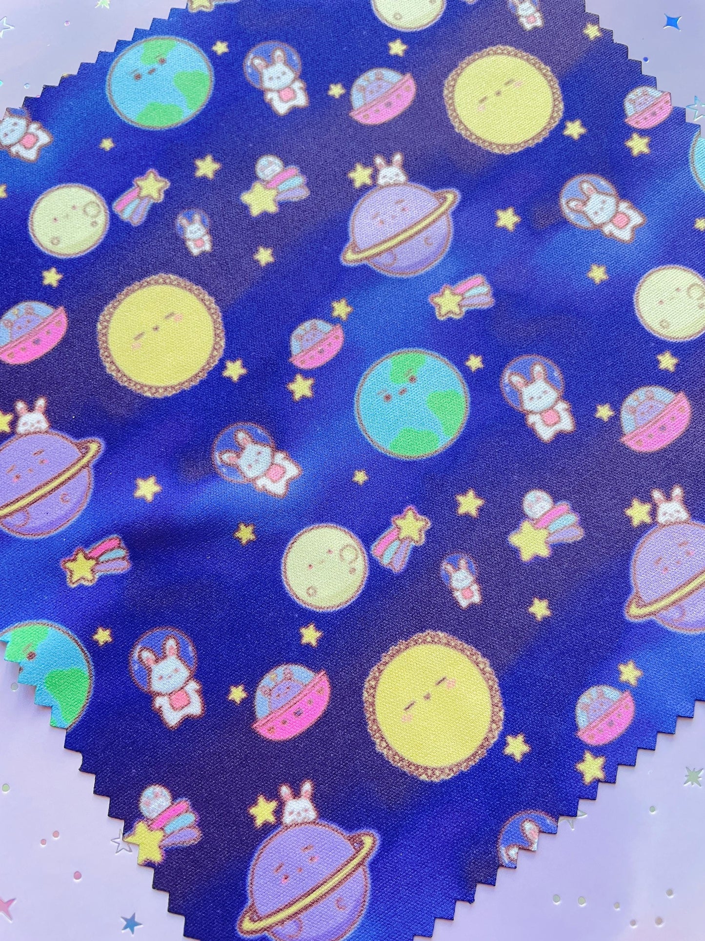 Bunny Astronaut Planet Microfiber Cloth |Double sided