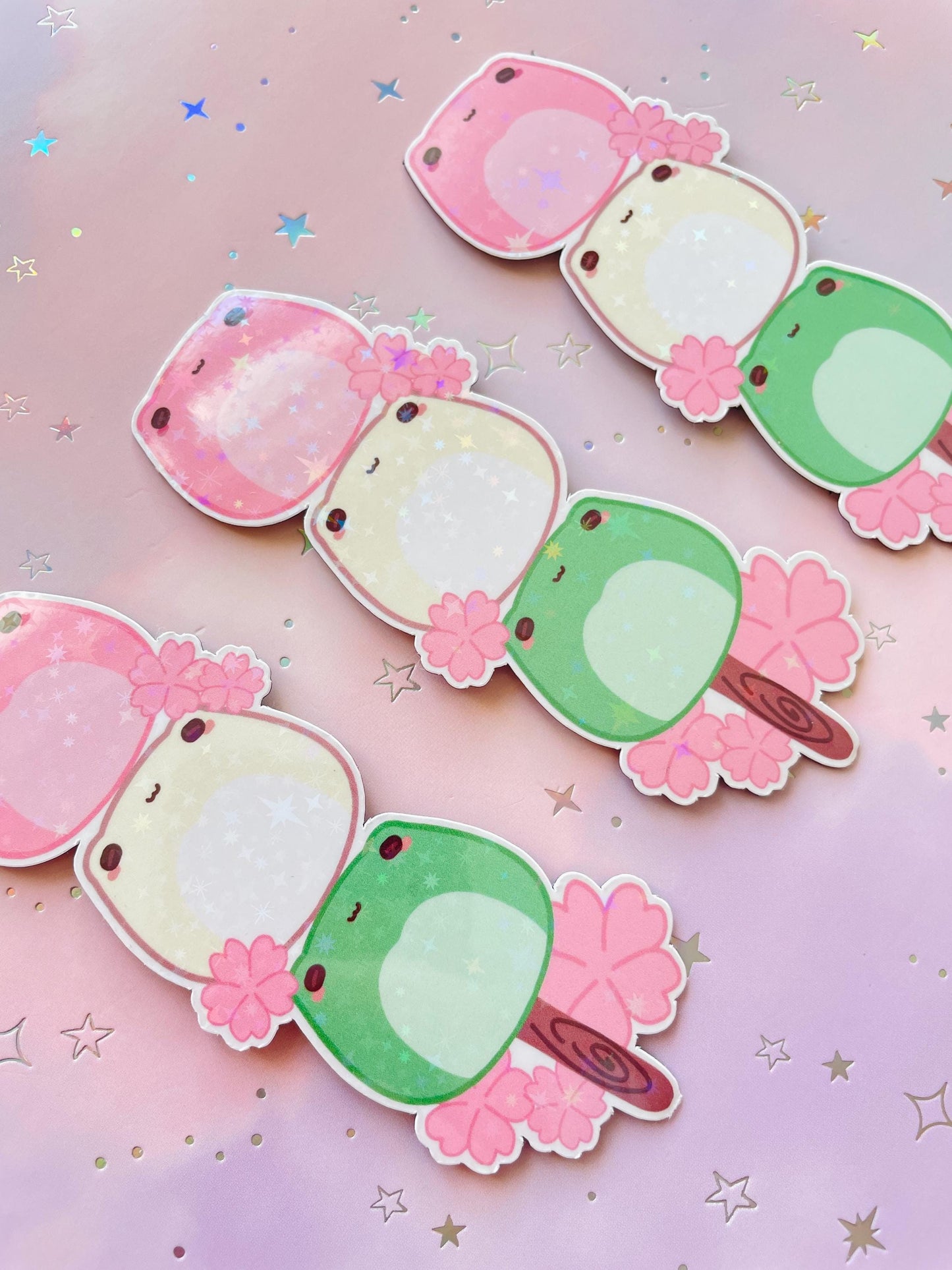 Dango Frog Sticker | Sakura Dango Dessert Vinyl Sticker