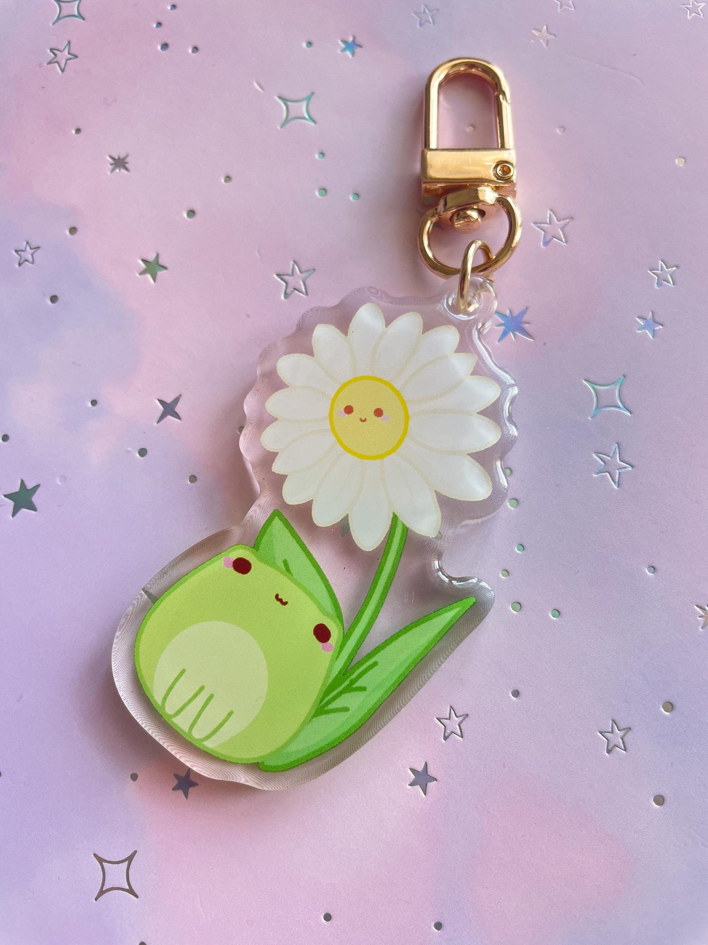 Daisy Flower Frog Keychain