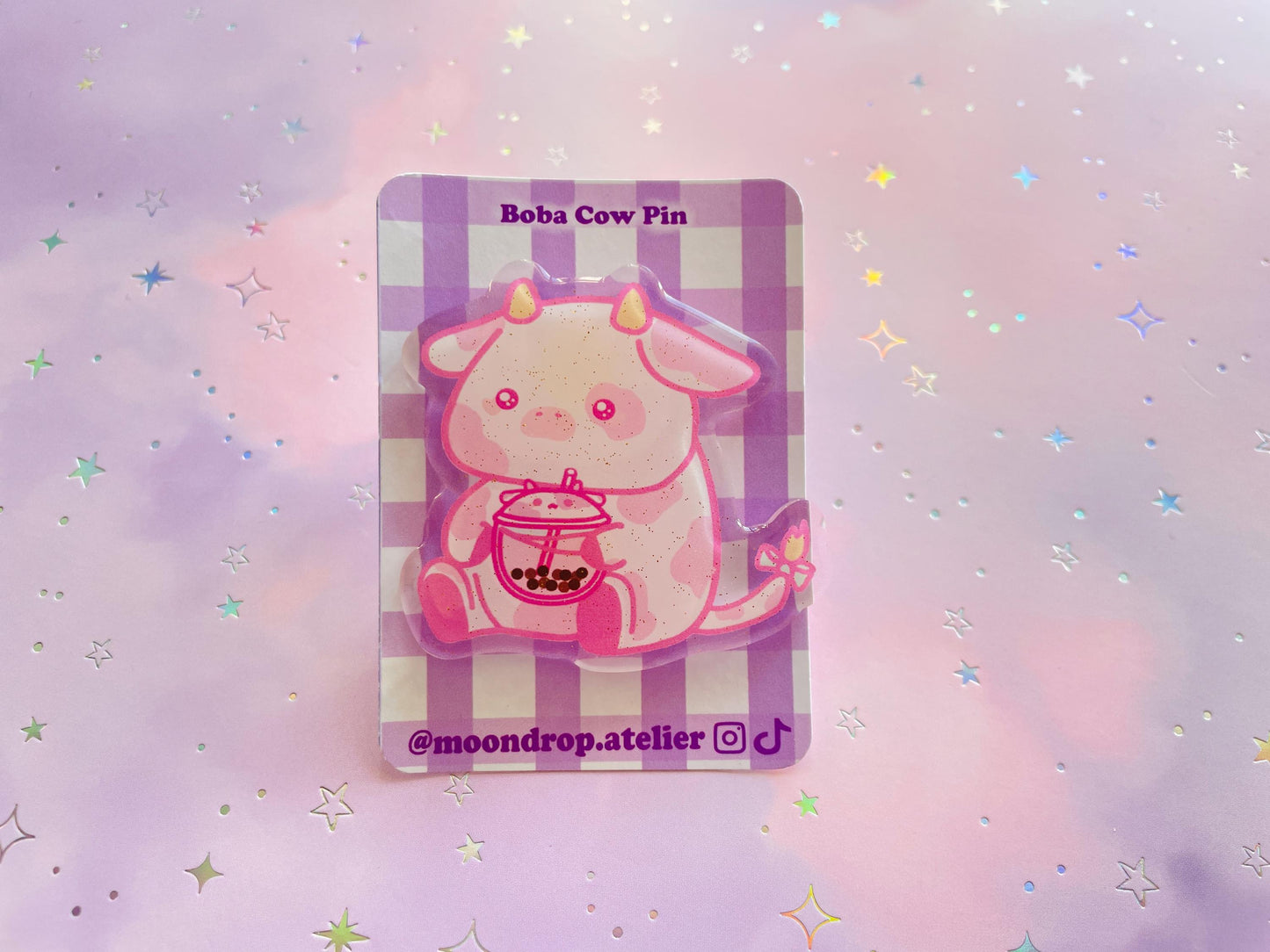 Bubble Tea Cow Pin | Couple BFF Pin