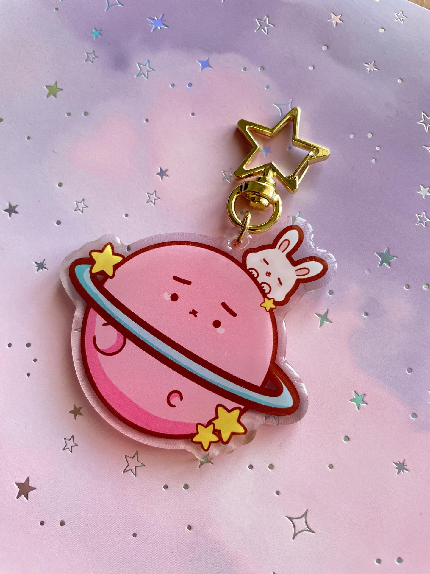 Bunny Pink Saturn Keychain