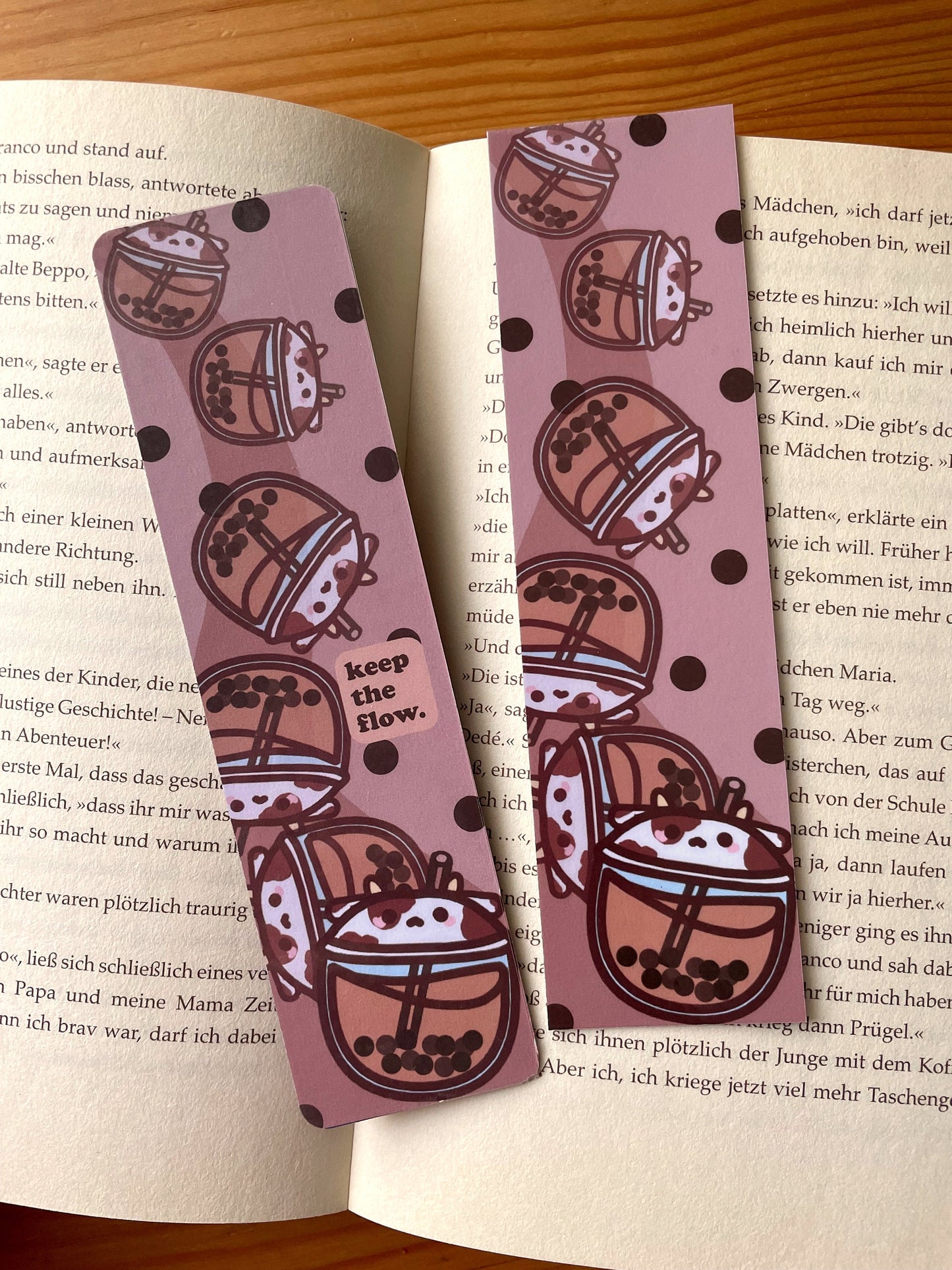 Bubble Tea Bookmark | Bubble Tea Cow Bookmark | double sided