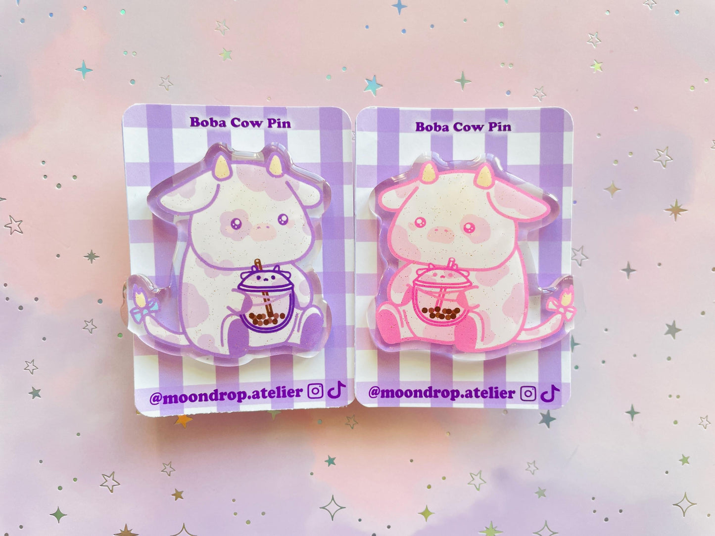 Bubble Tea Cow Pin | Couple BFF Pin