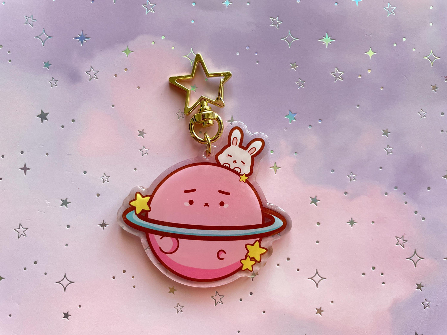 Bunny Pink Saturn Keychain