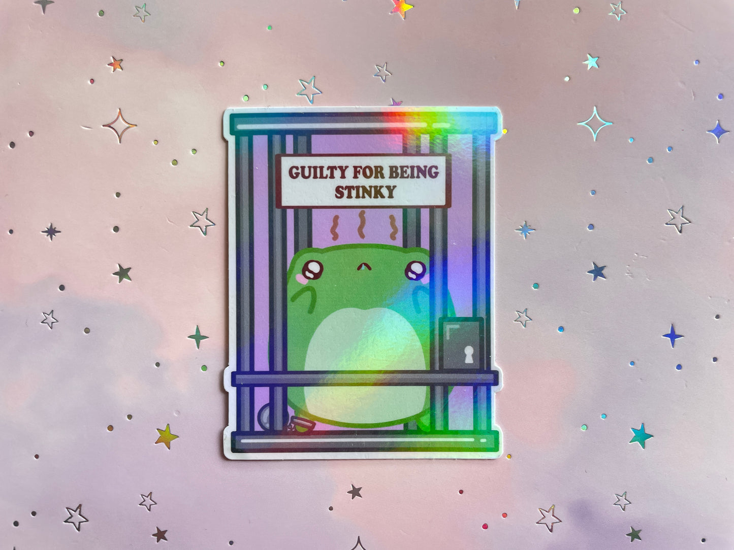 Jailed Stinky Frog Sticker | Guilty For Being Stinky