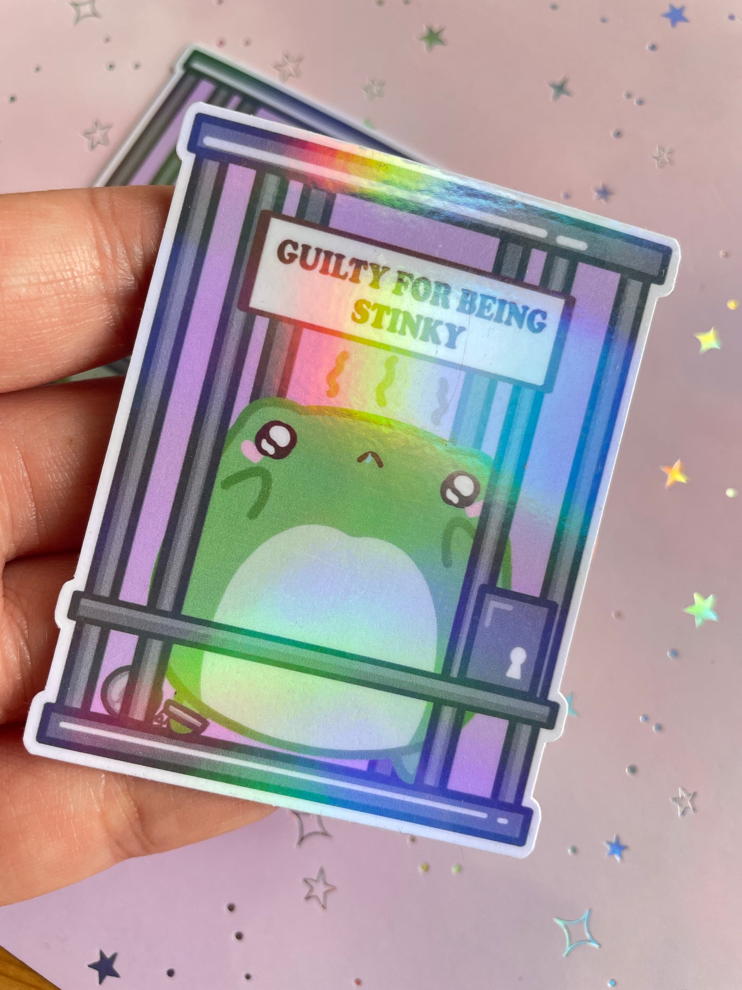 Jailed Stinky Frog Sticker | Guilty For Being Stinky