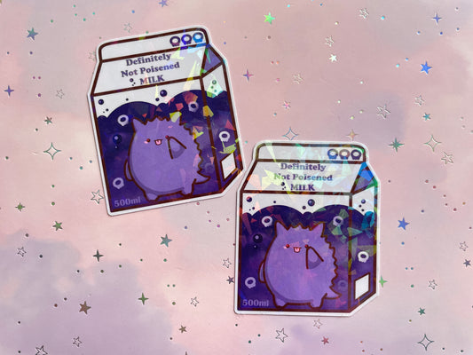 Purple Ghost Definitely Not Poisened Milk Sticker