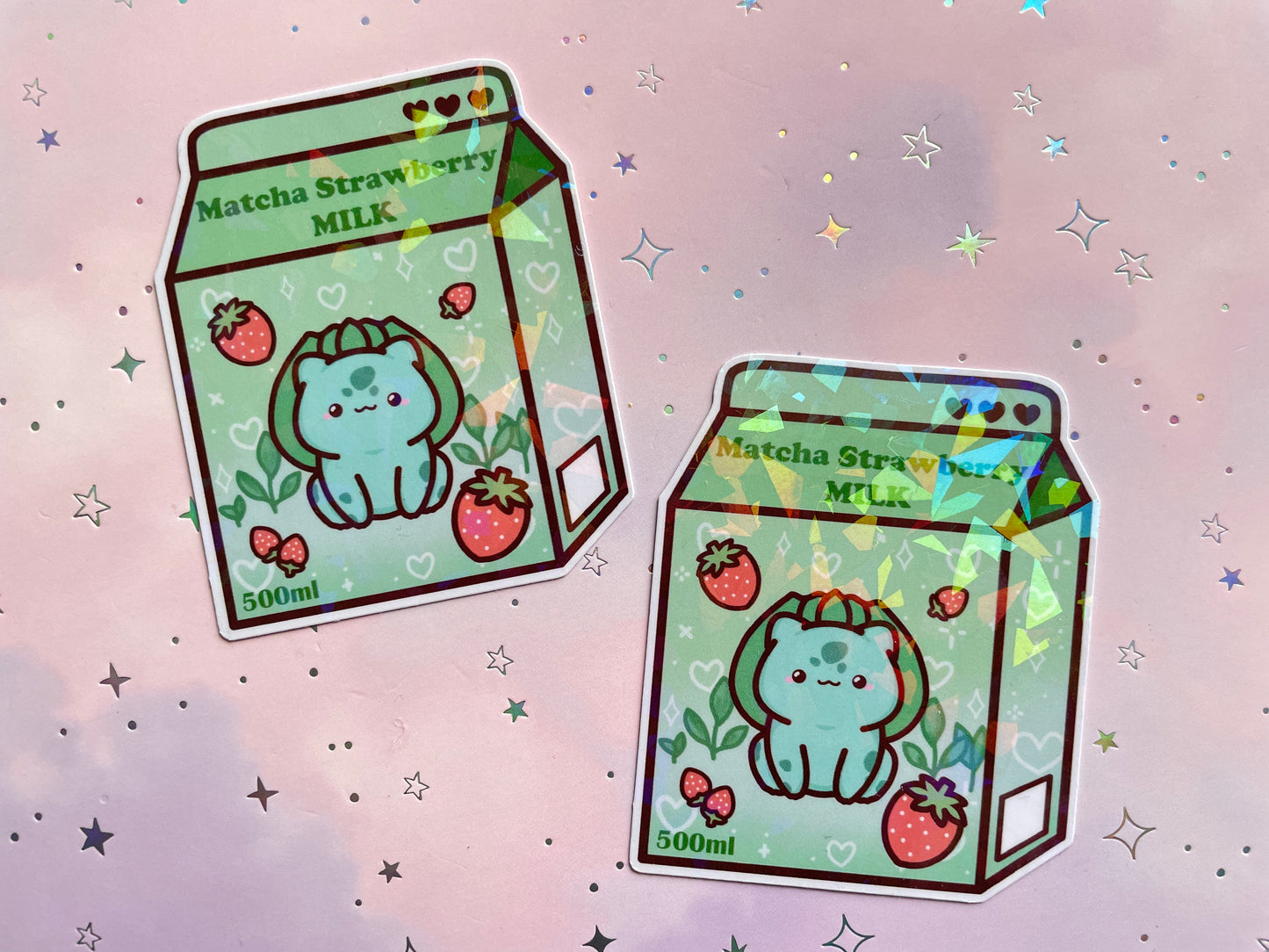 Grass Type Monster Strawberry Matcha Milk Sticker