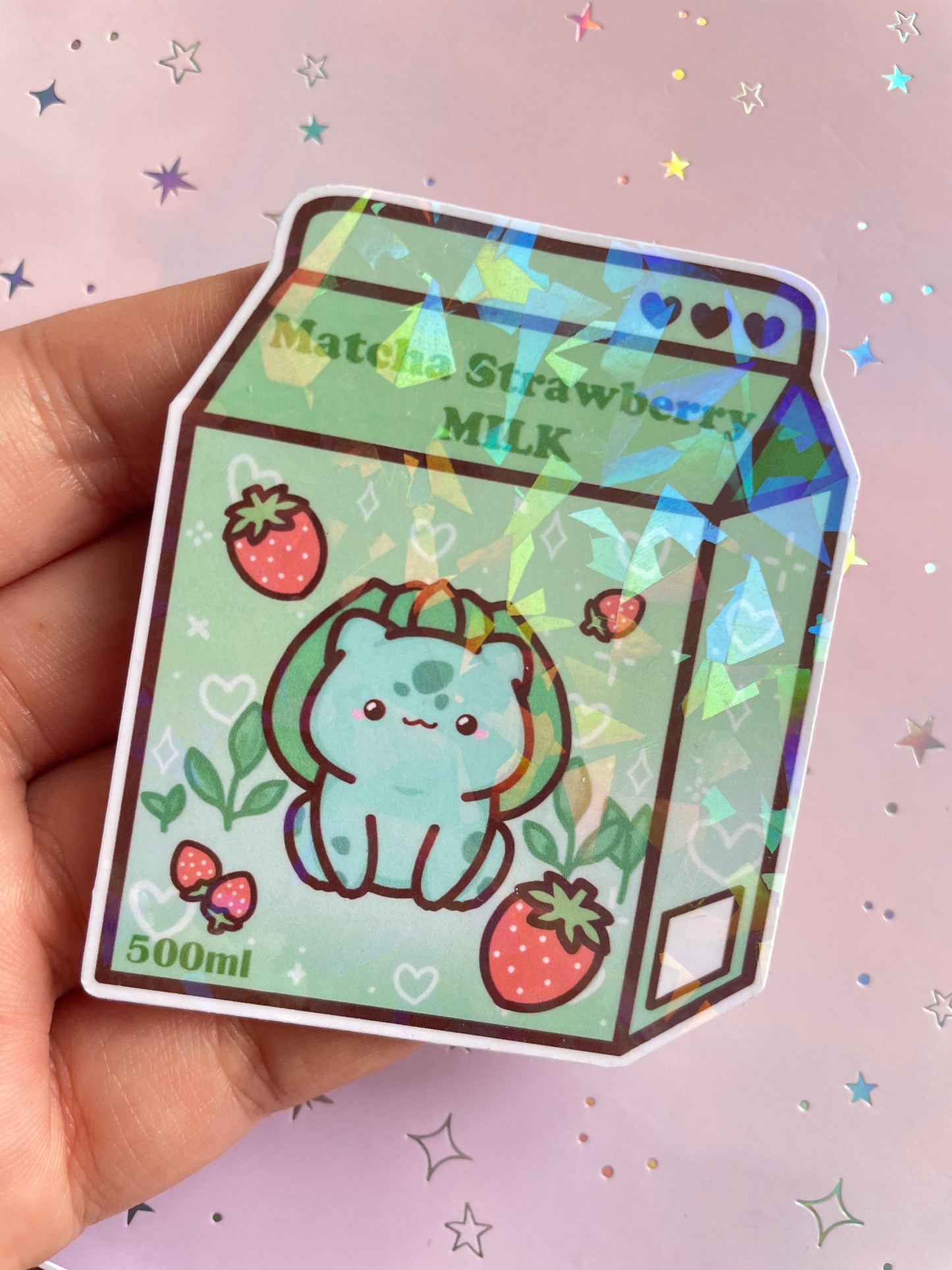 Grass Type Monster Strawberry Matcha Milk Sticker