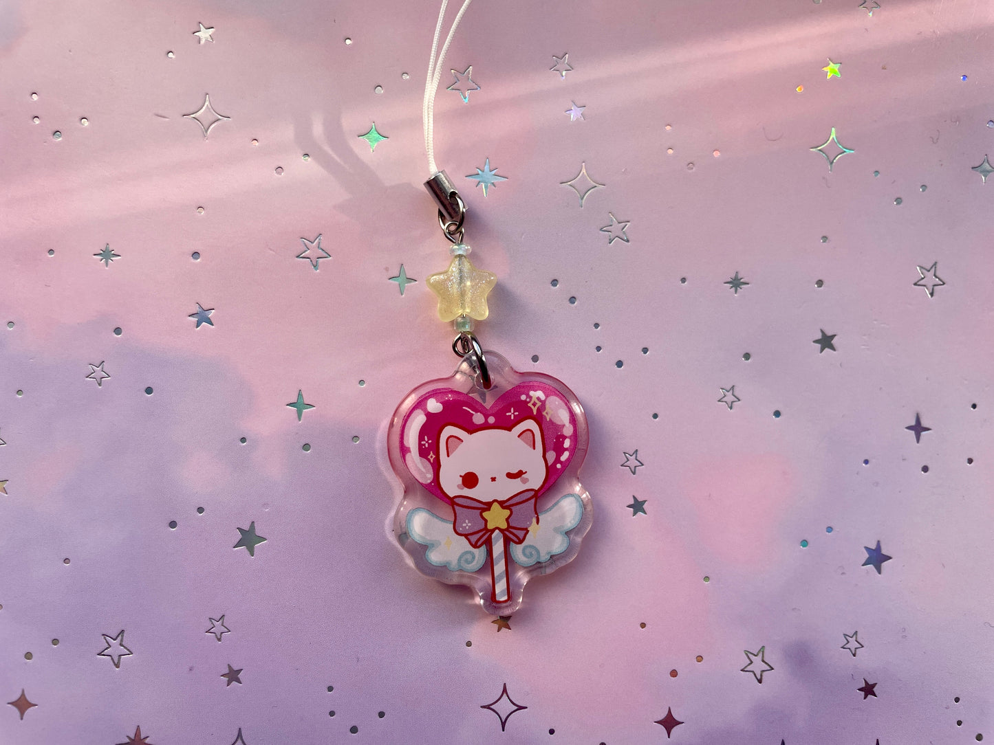 Angelic Lollipop Cat Phonecharm