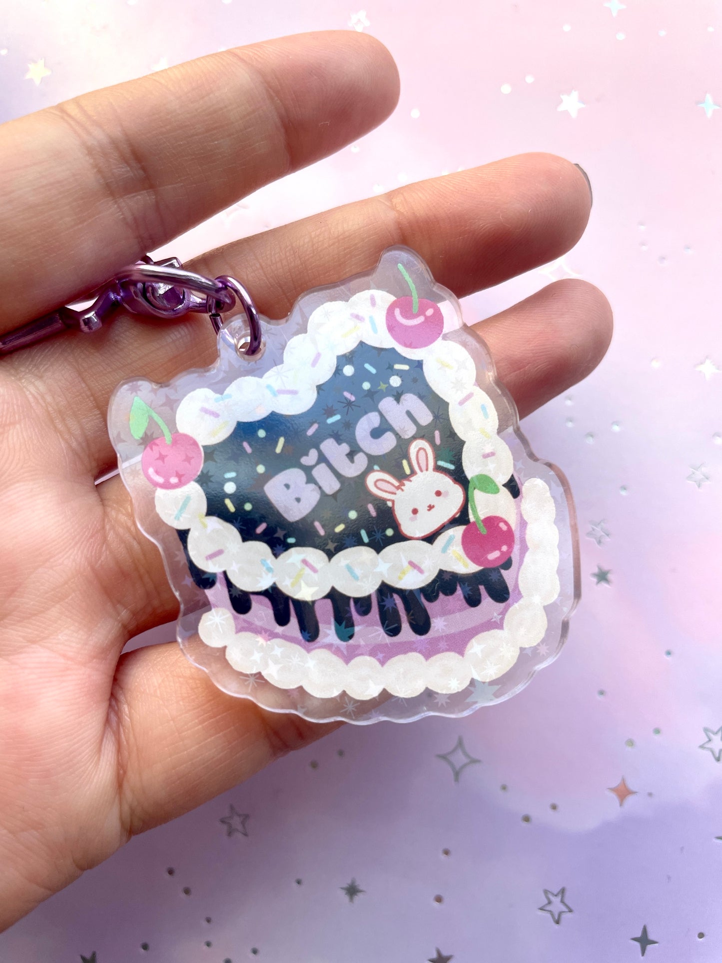 Btch Cake Bunny Keychain