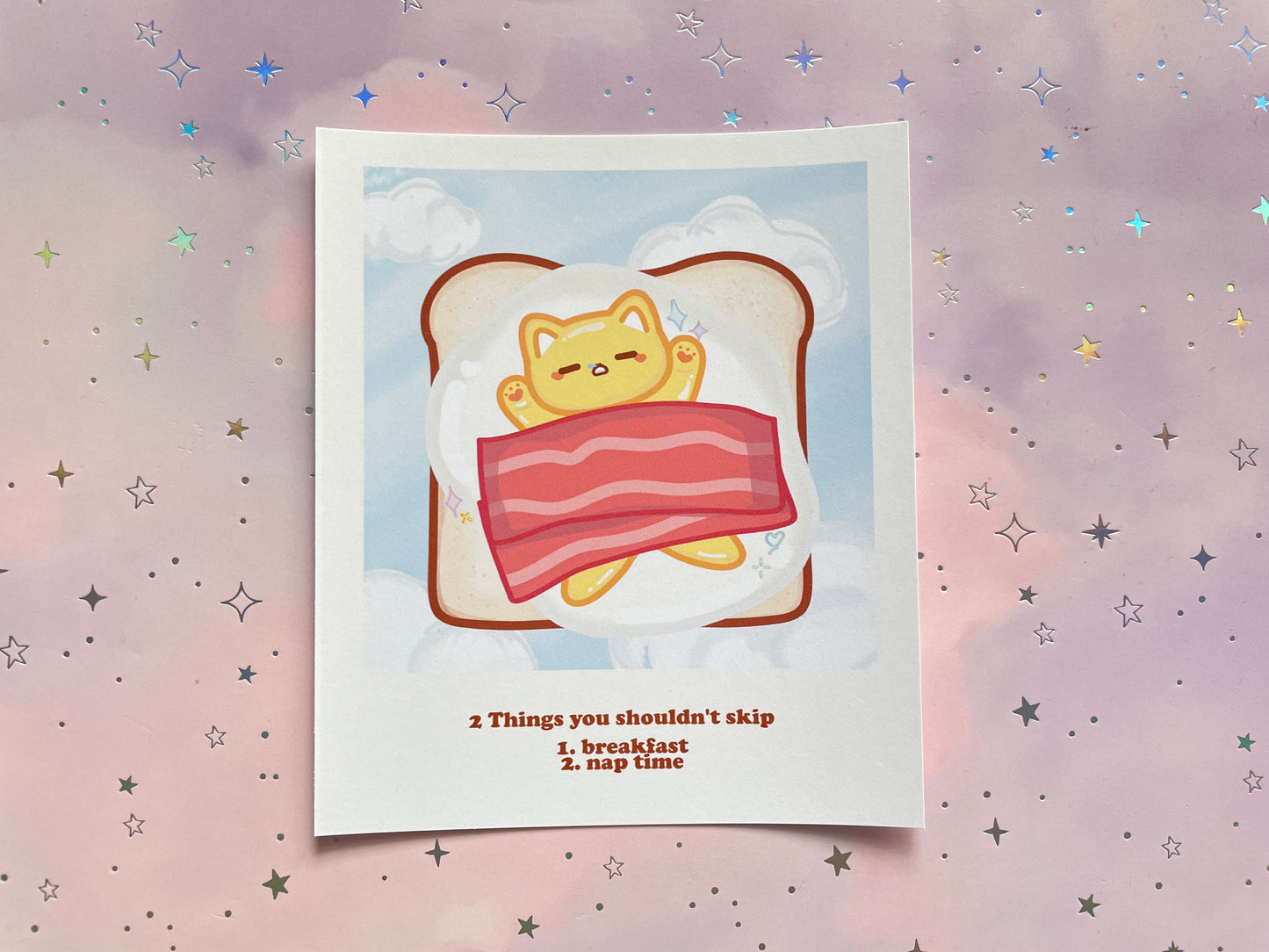 Sleepy Bacon Egg Cat | Polaroid Size