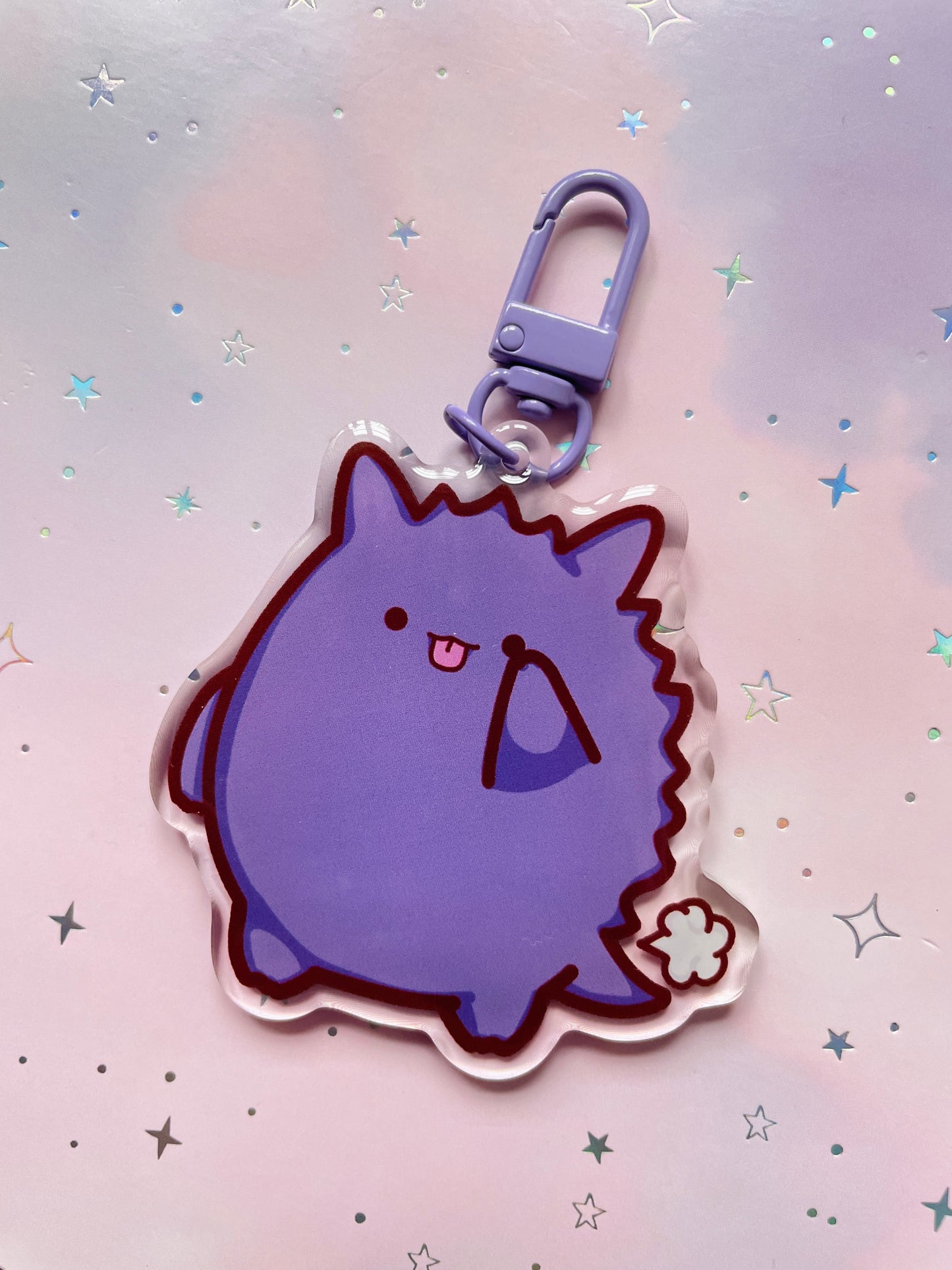 Kawaii Purple Ghost Keychain