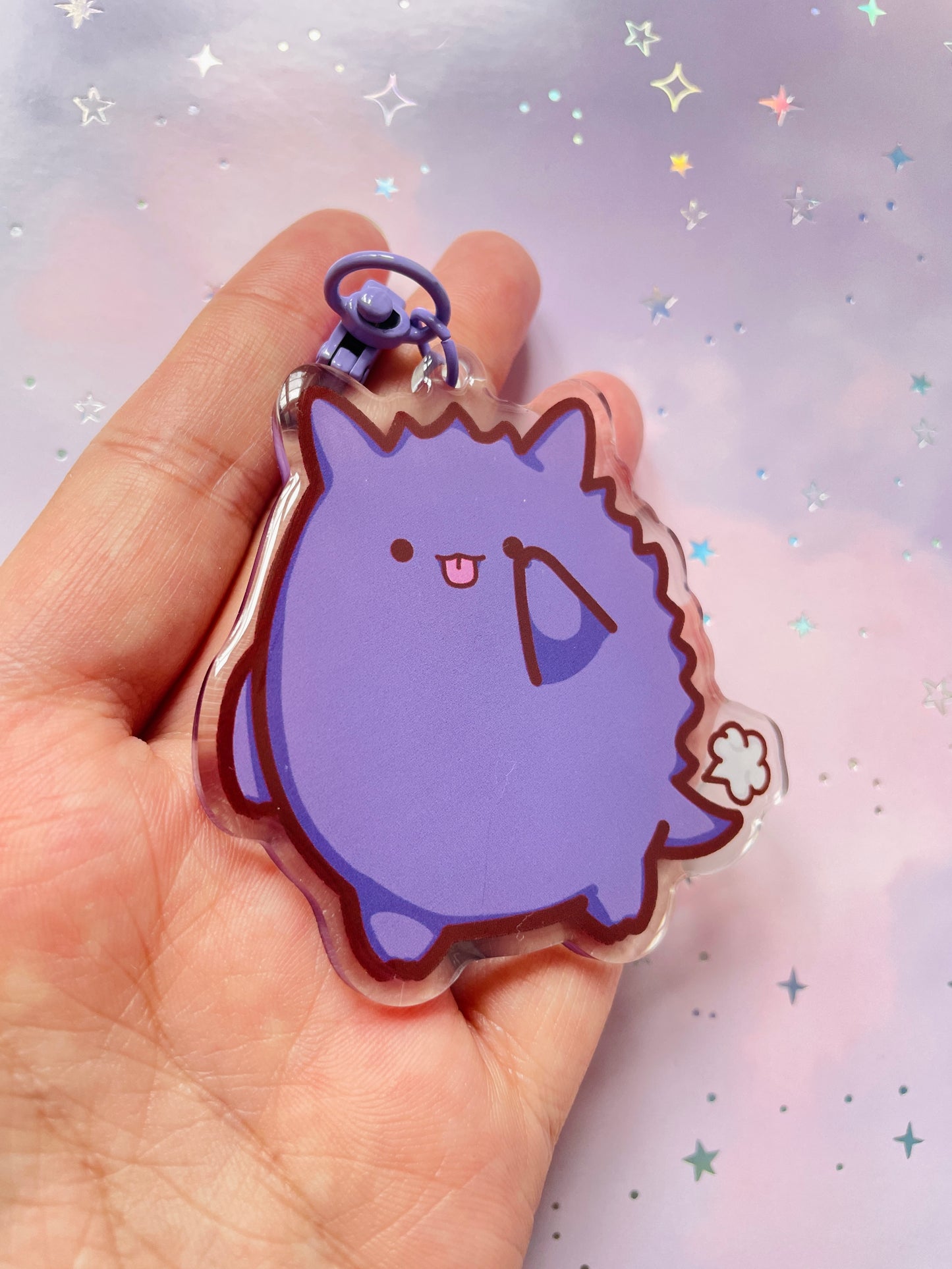 Kawaii Purple Ghost Keychain