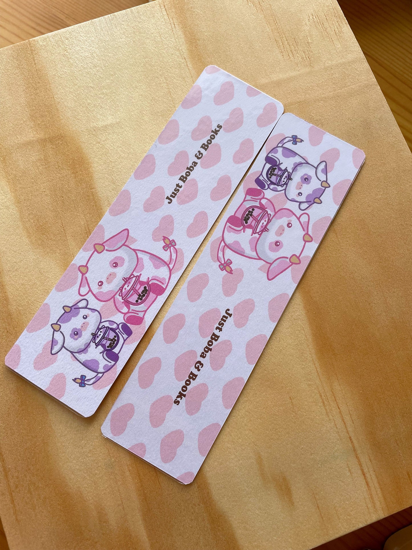 Bubble Tea Bookmark | Bubble Tea Cow Bookmark | double sided