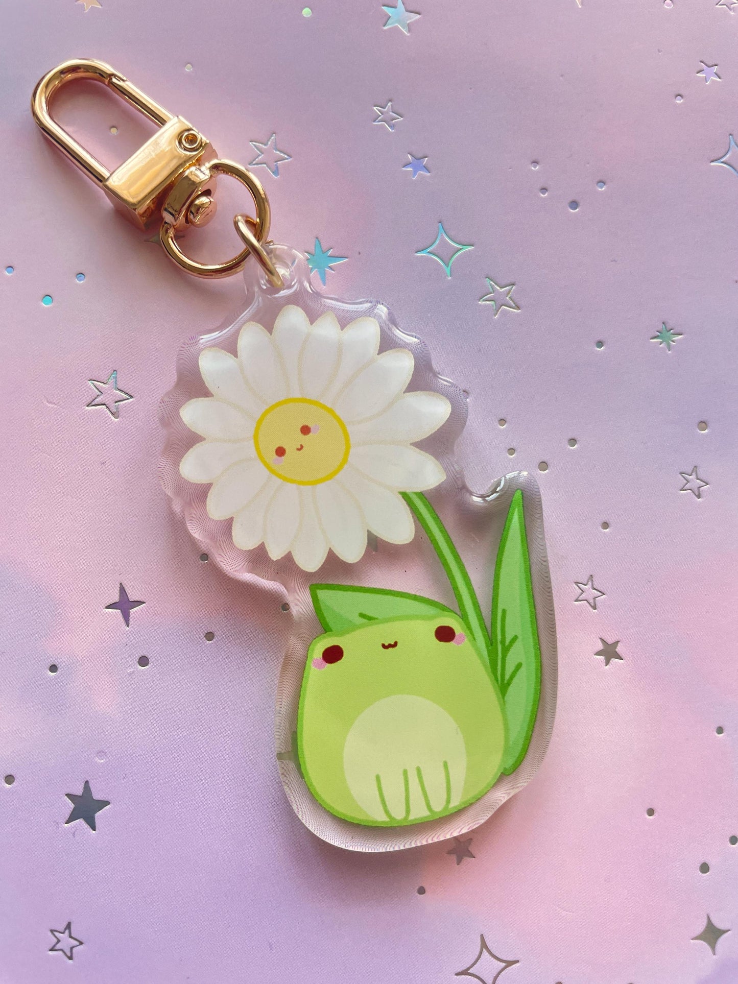Daisy Flower Frog Keychain