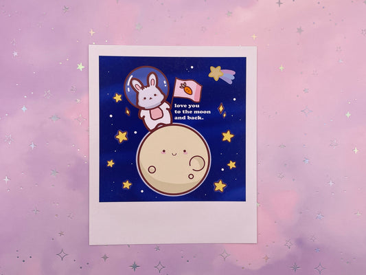Bunny Astronaut Moon Artprint | Polaroid Size