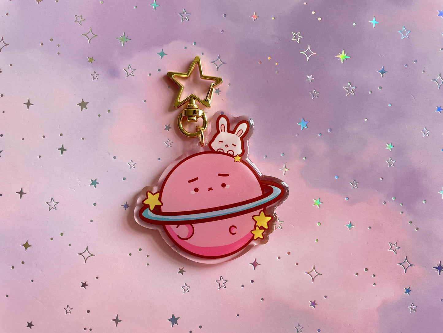 Bunny Pink Saturn Keychain