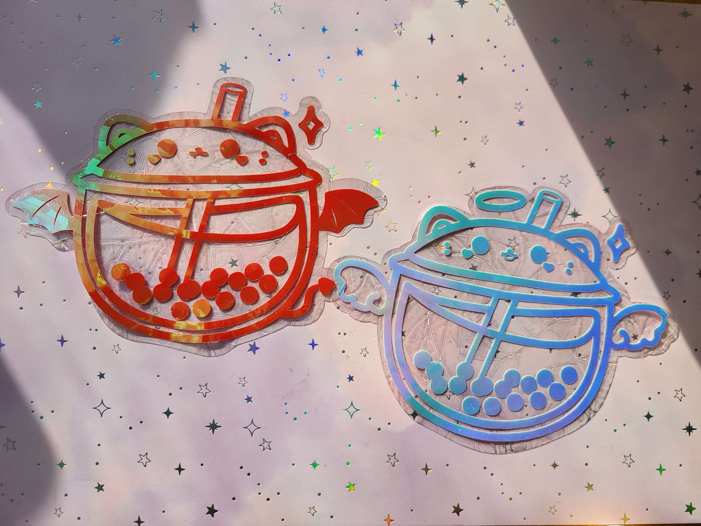 Bubble Tea Katze Suncatcher Sticker