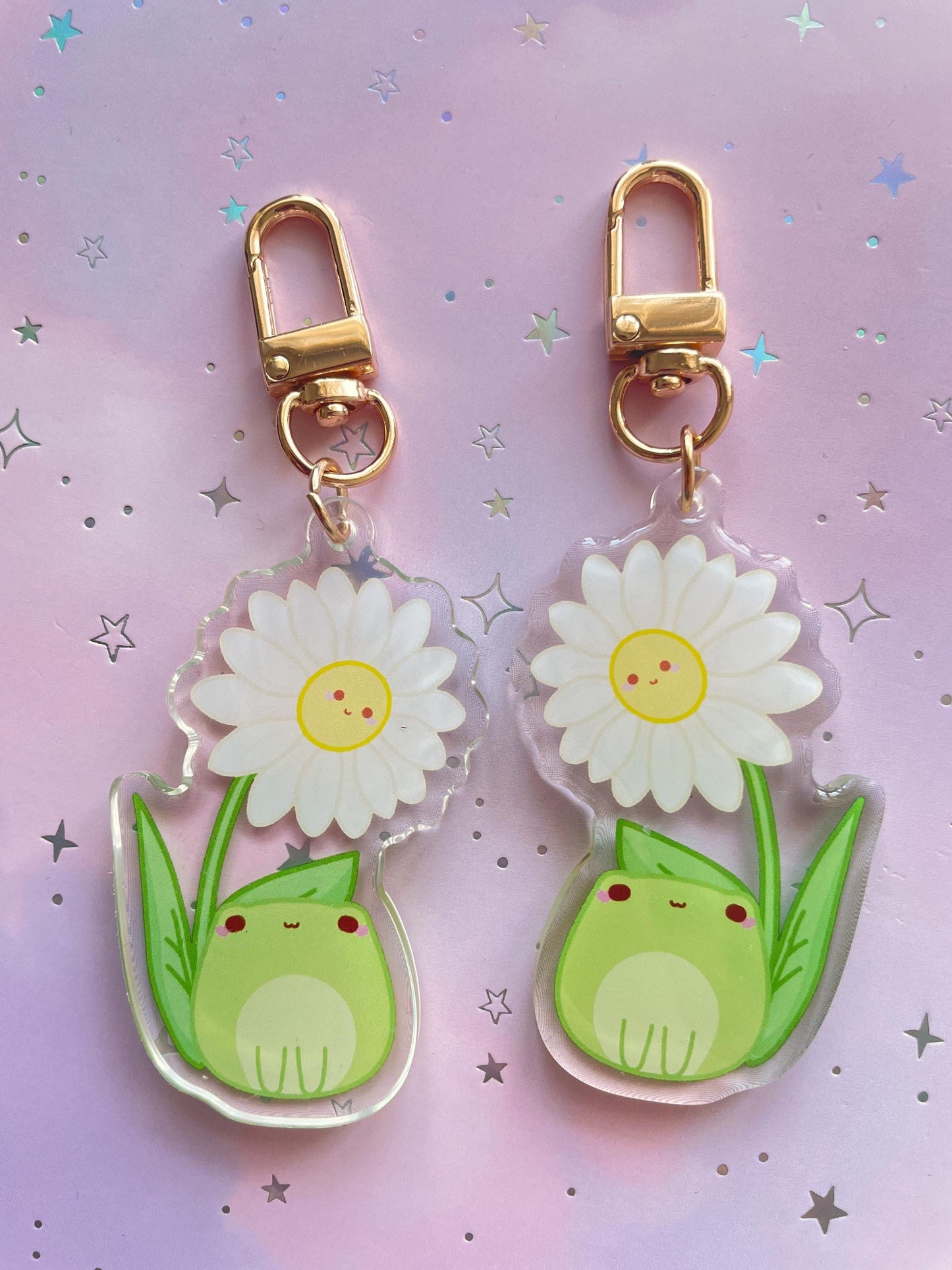 Daisy Flower Frog Keychain
