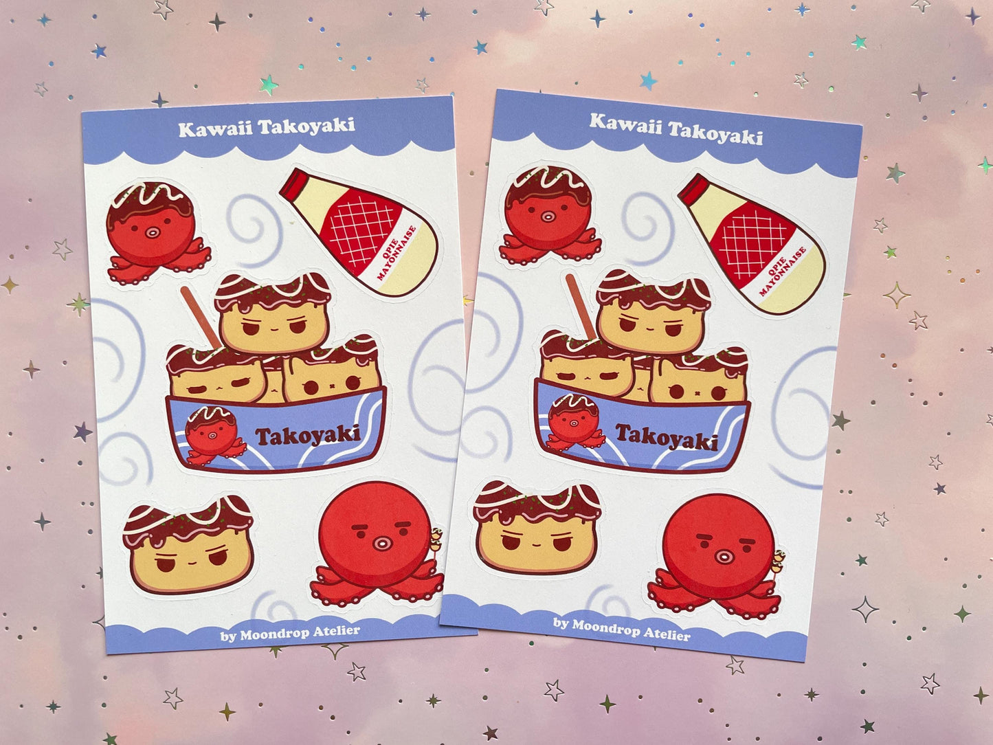 Takoyaki Kewpie Cat Stickersheet | Japanese Streetfood Vinyl Sticker