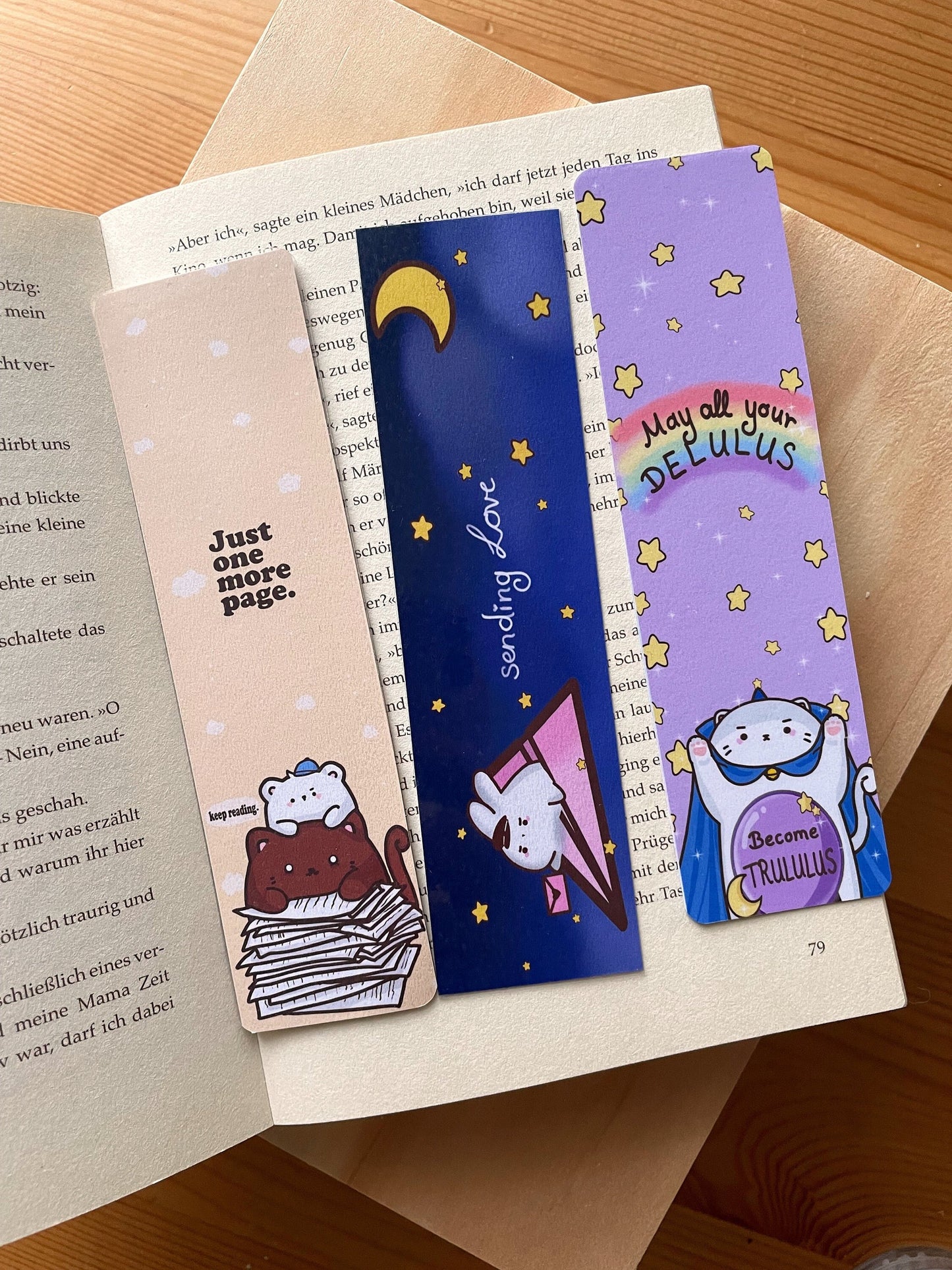 Cat and Bunny Magical Bookmark | double sided