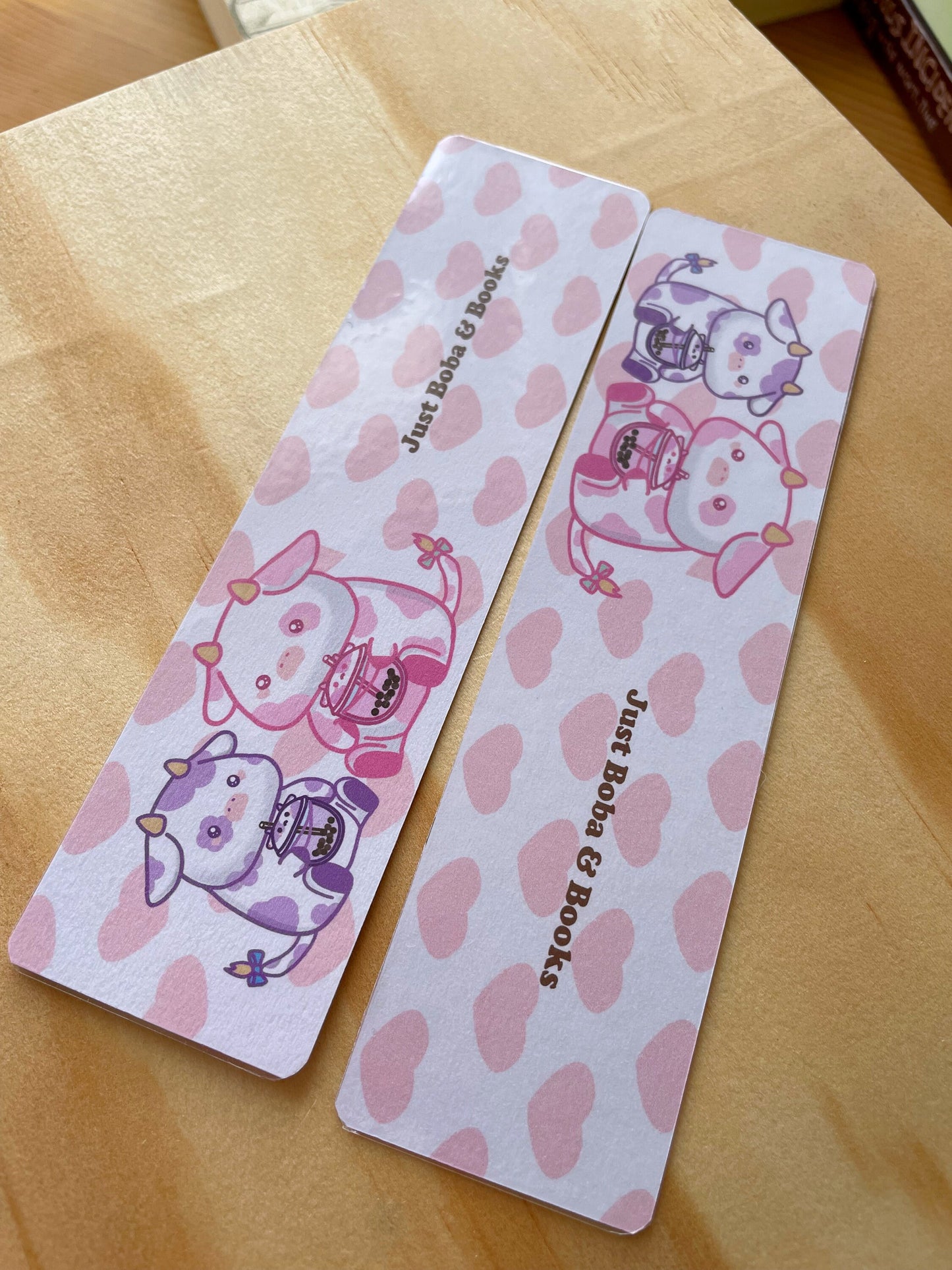 Bubble Tea Bookmark | Bubble Tea Cow Bookmark | double sided