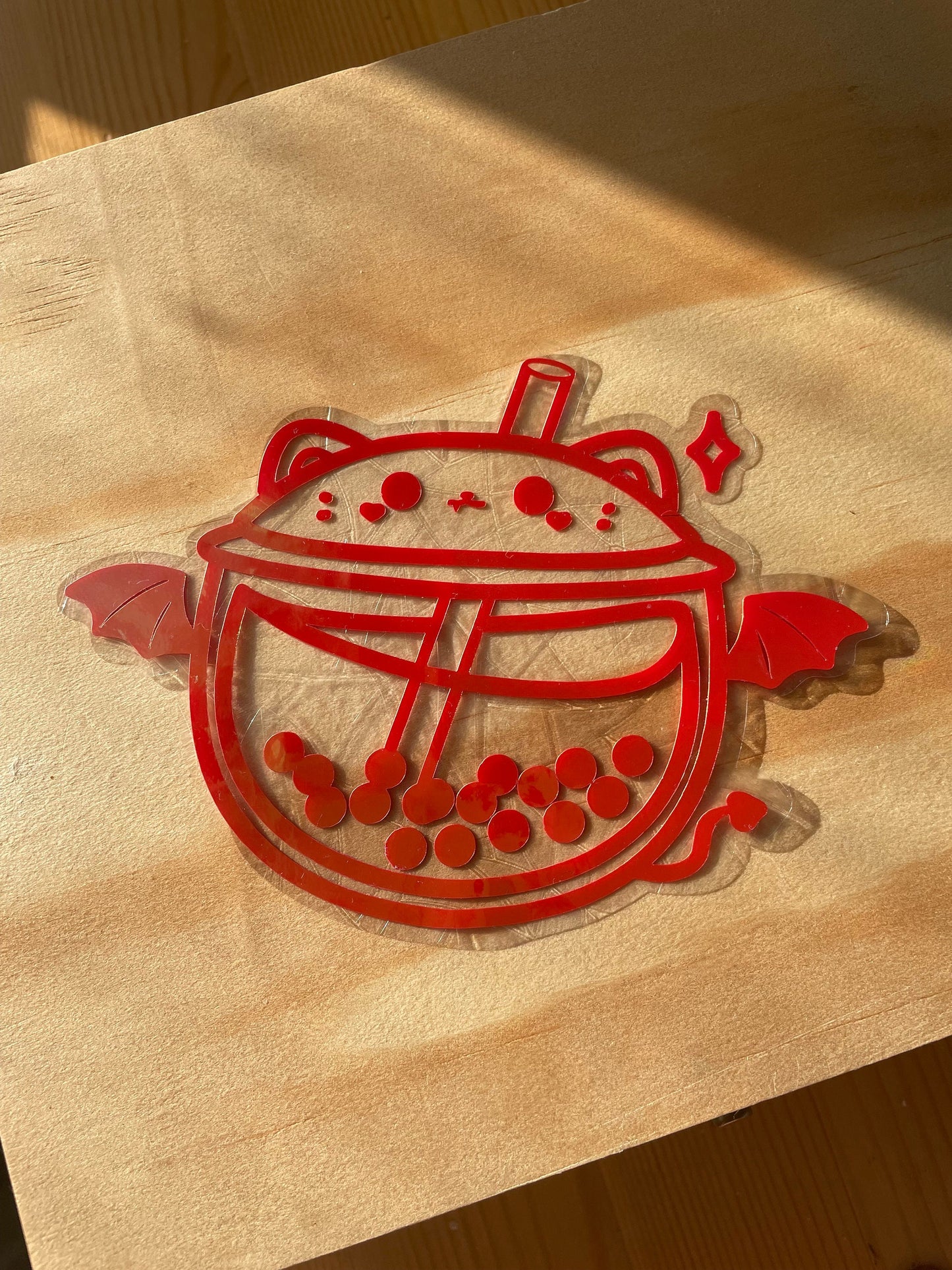 Bubble Tea Katze Suncatcher Sticker