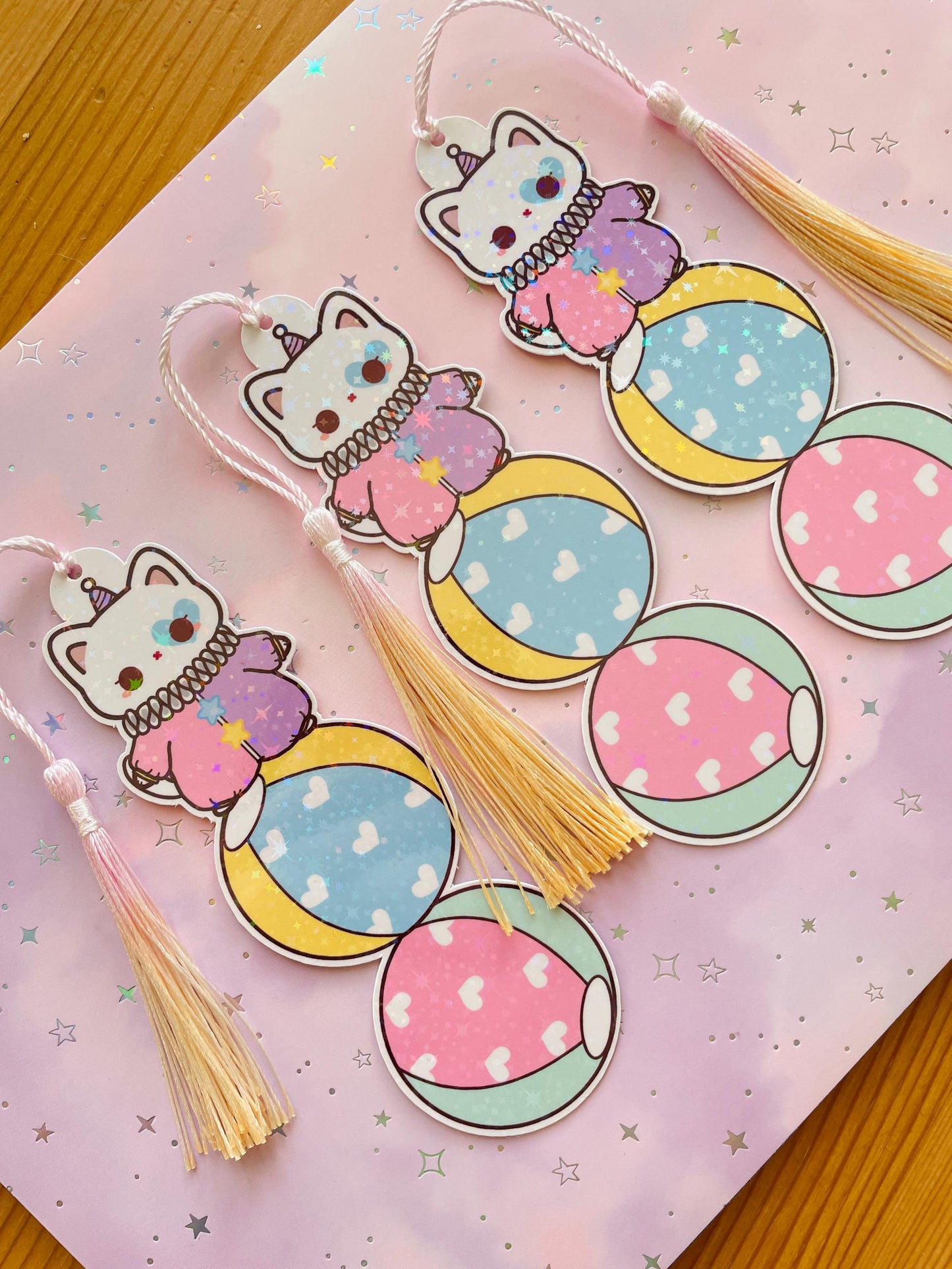 Cat Clown Bookmark | one sided printed & laminated | holographic