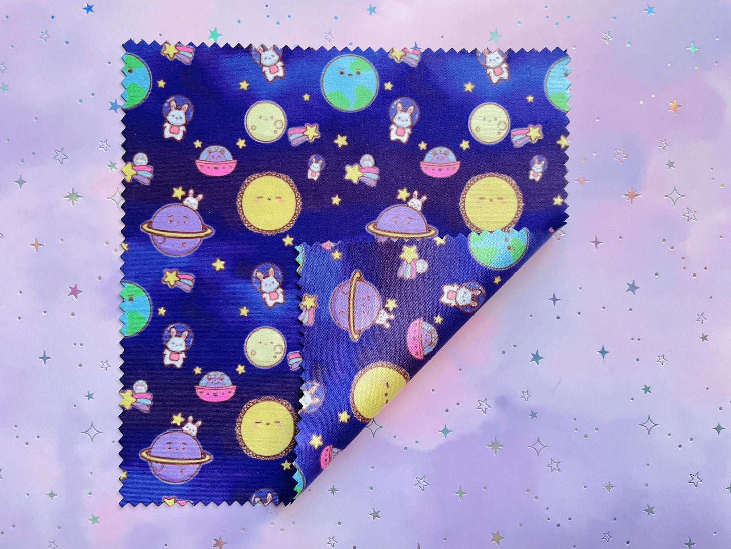 Bunny Astronaut Planet Microfiber Cloth |Double sided